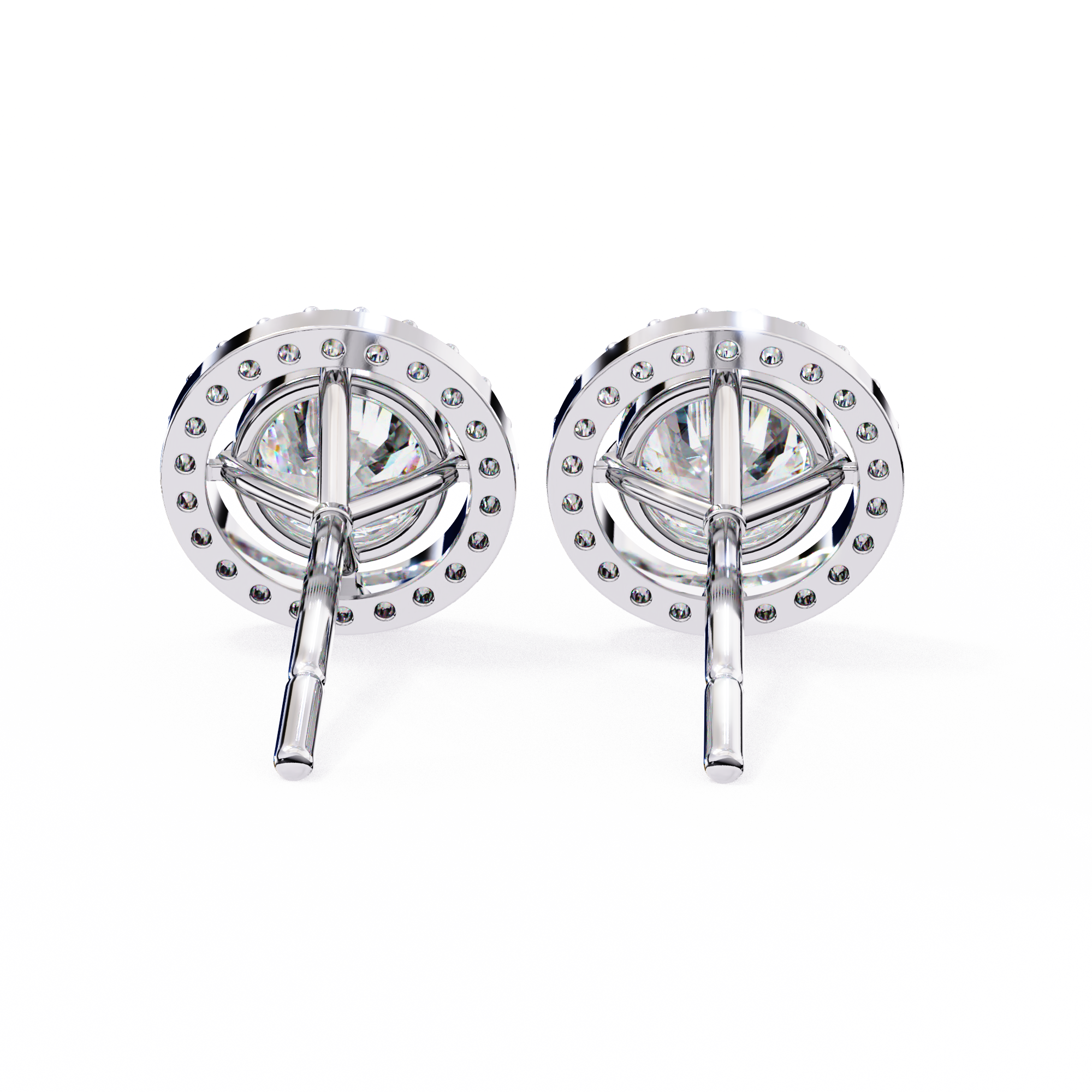 1.84 CT Round Natural Diamond Halo Stud Earrings