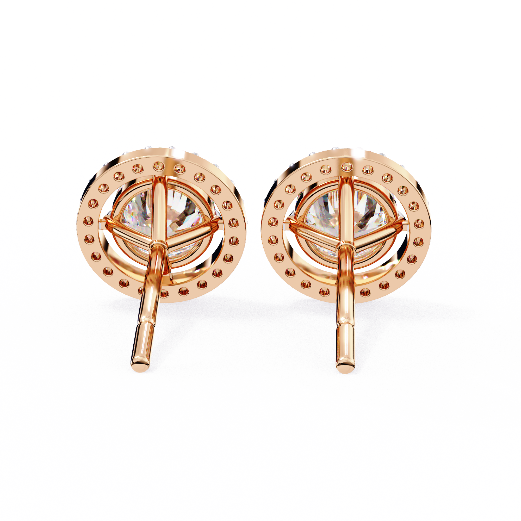 1.84 CT Round Natural Diamond Halo Stud Earrings