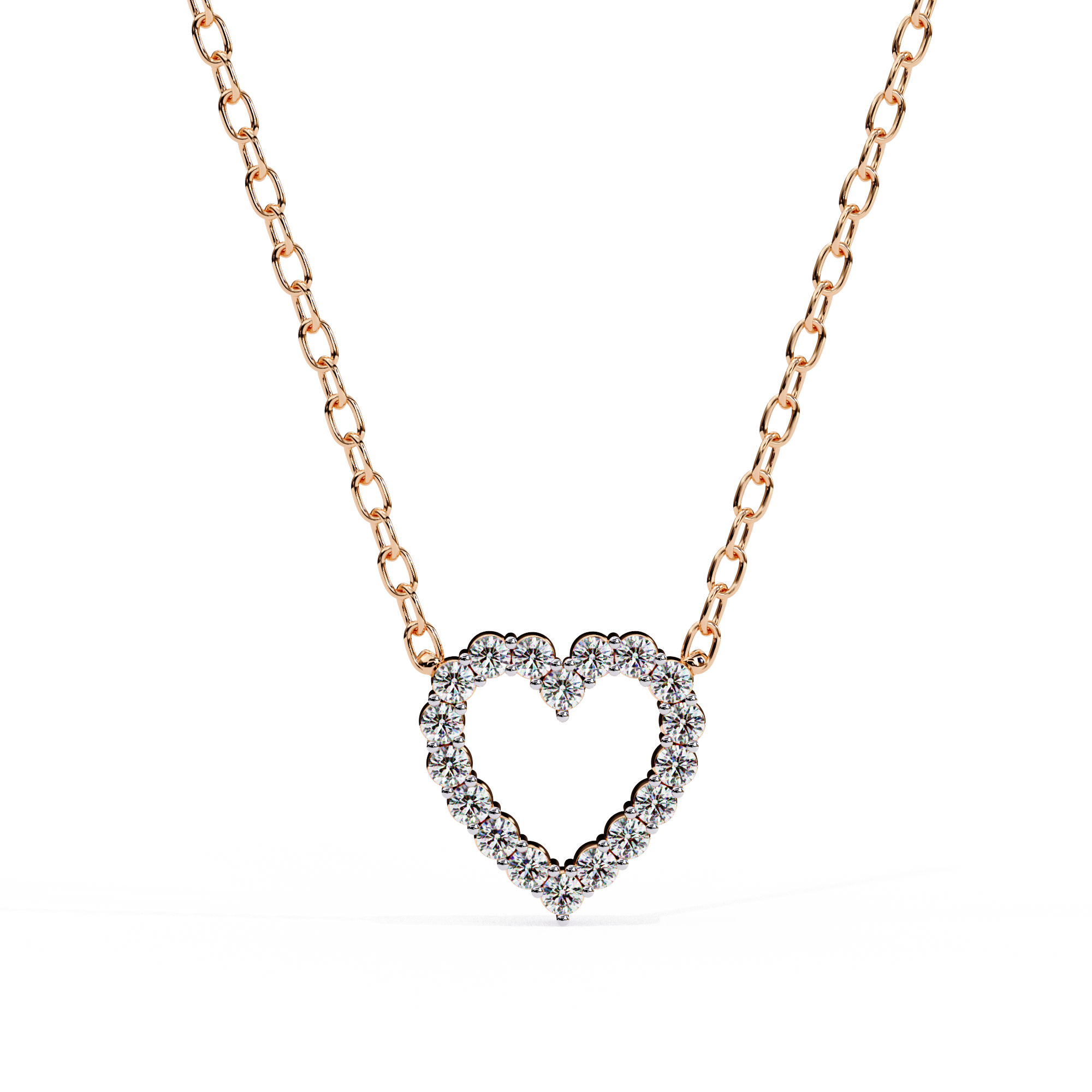Solitairekart 0.37ct Heart-Shaped Natural Diamond Outline Pendant-HI Color, VS-SI Clarity