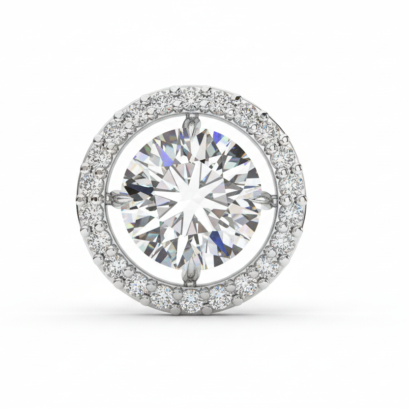 1.84 Carat Round EF/VS Lab Grown Diamond Halo Studs — Refined Luxury