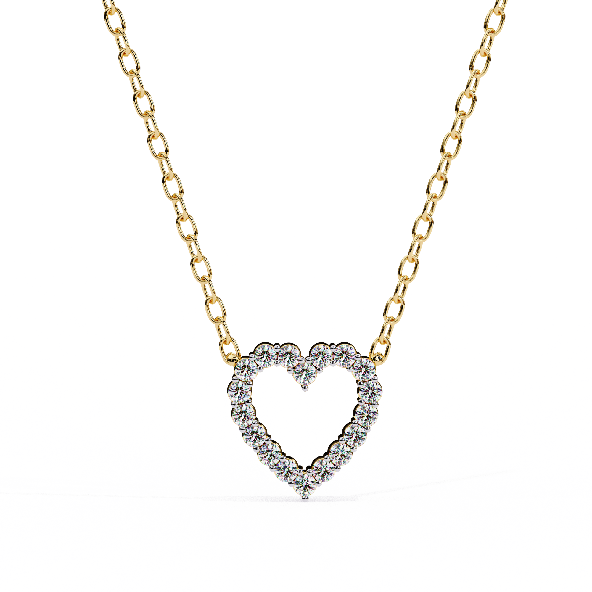 Solitairekart 0.37ct Heart-Shaped Natural Diamond Outline Pendant-HI Color, VS-SI Clarity