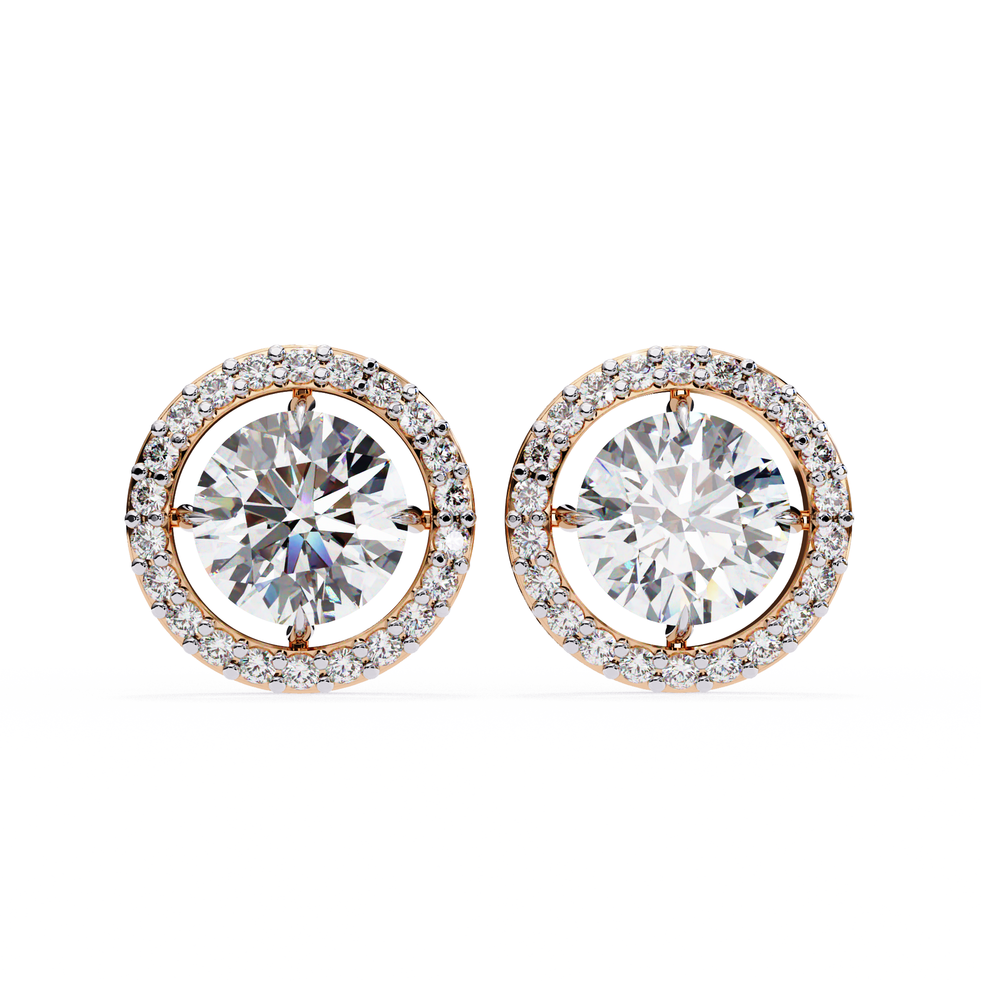 1.84 CT Round Natural Diamond Halo Stud Earrings