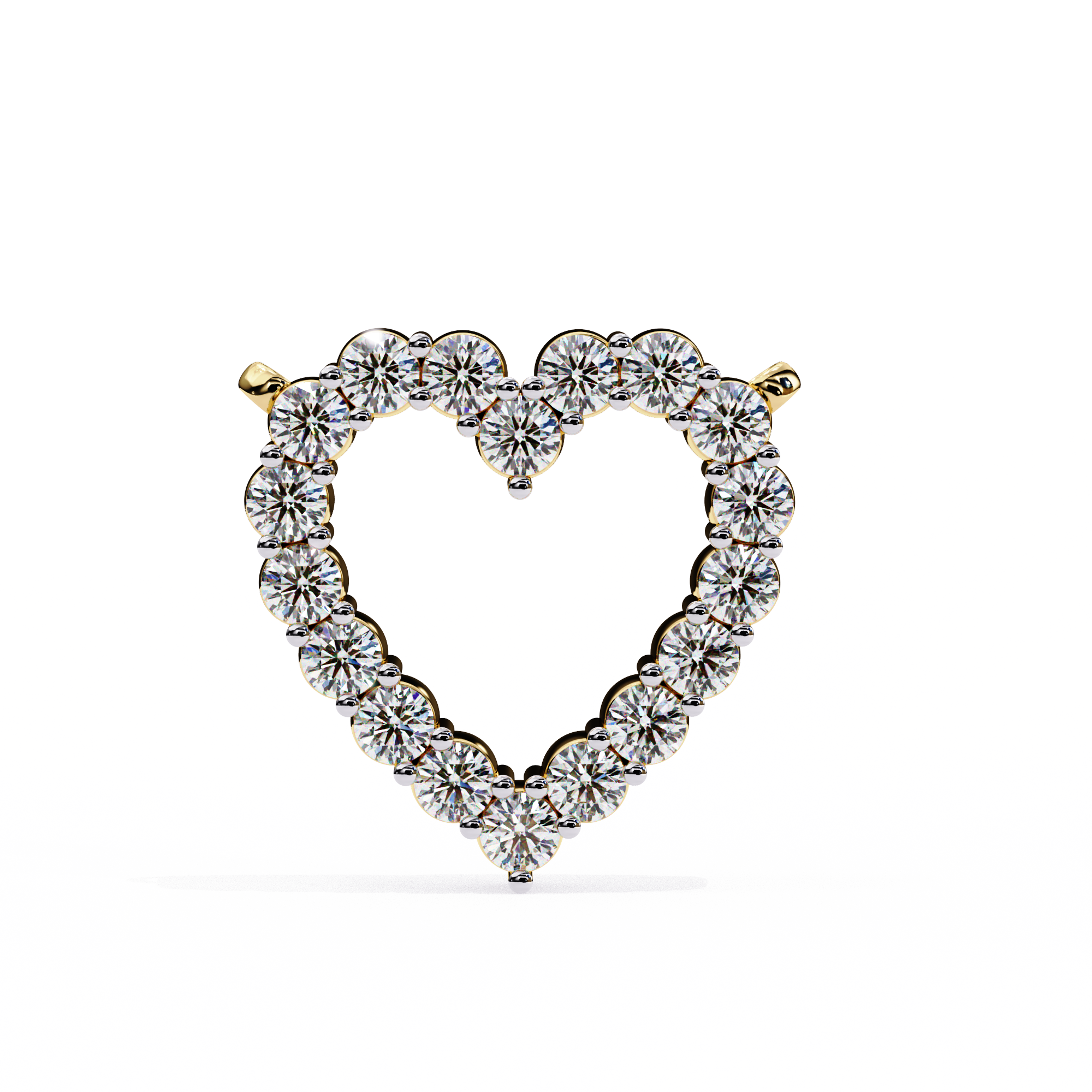 Solitairekart 0.37ct Heart-Shaped Natural Diamond Outline Pendant-HI Color, VS-SI Clarity