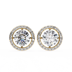 1.84 Carat Round EF/VS Lab Grown Diamond Halo Studs — Refined Luxury
