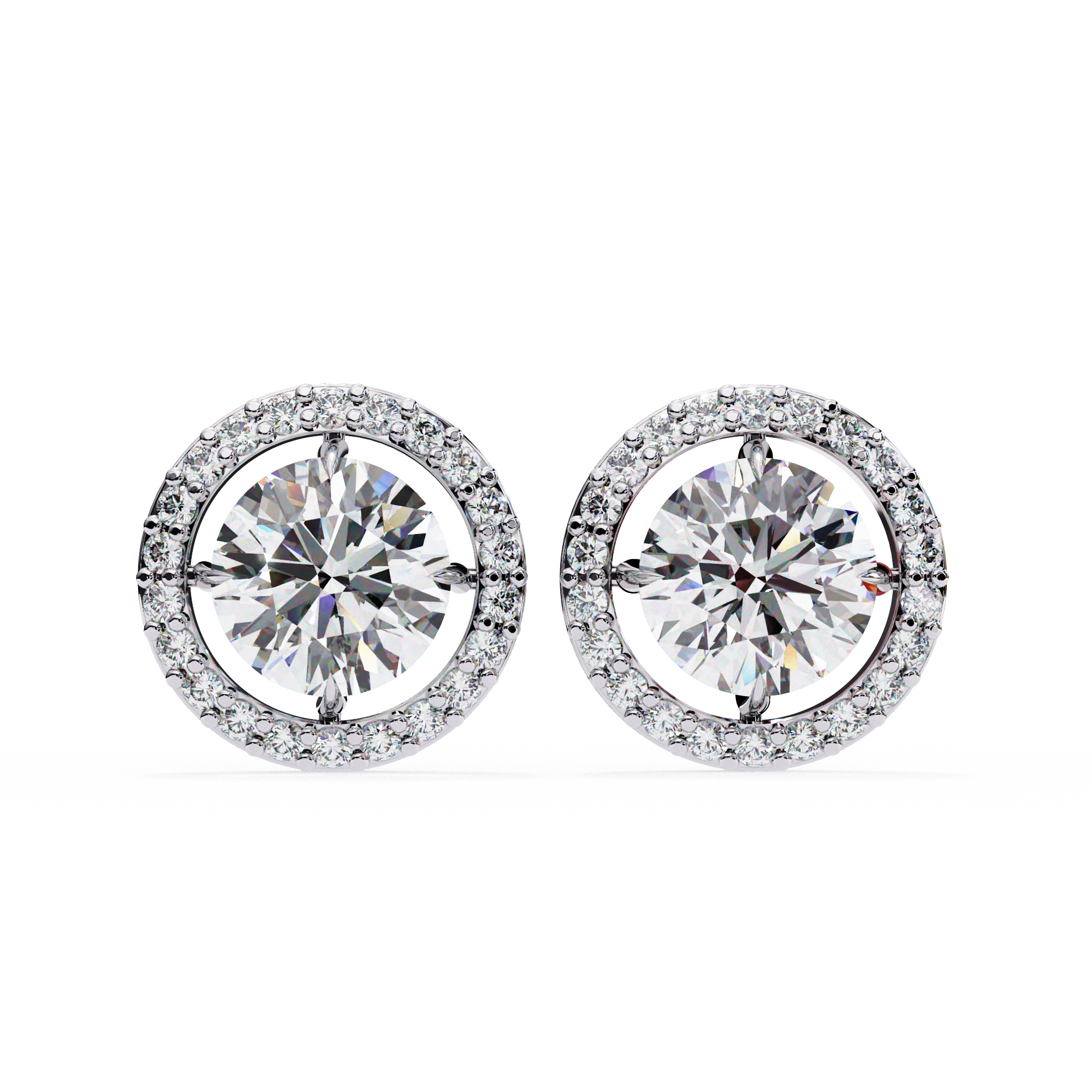 1.84 CT Round Natural Diamond Halo Stud Earrings