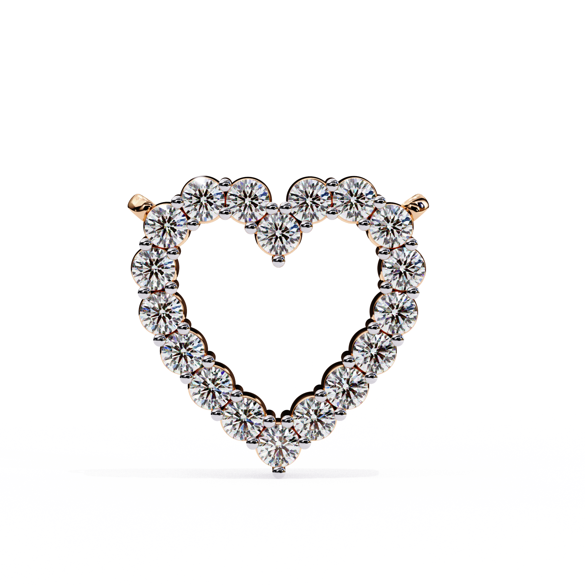 Solitairekart 0.37ct Heart-Shaped Natural Diamond Outline Pendant-HI Color, VS-SI Clarity
