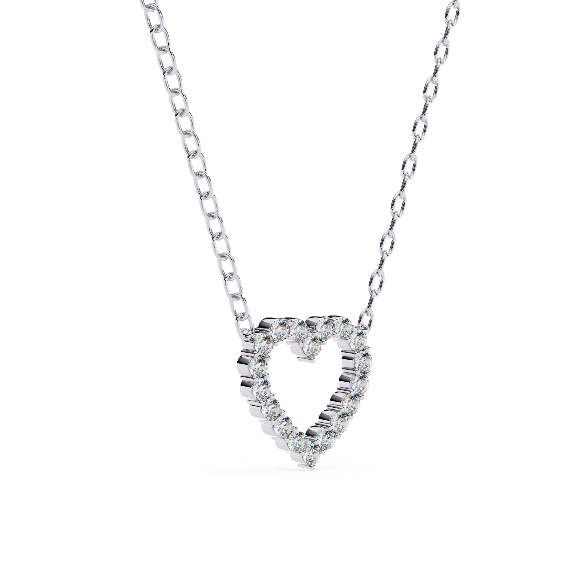 Solitairekart 0.37ct Heart-Shaped Natural Diamond Outline Pendant-HI Color, VS-SI Clarity