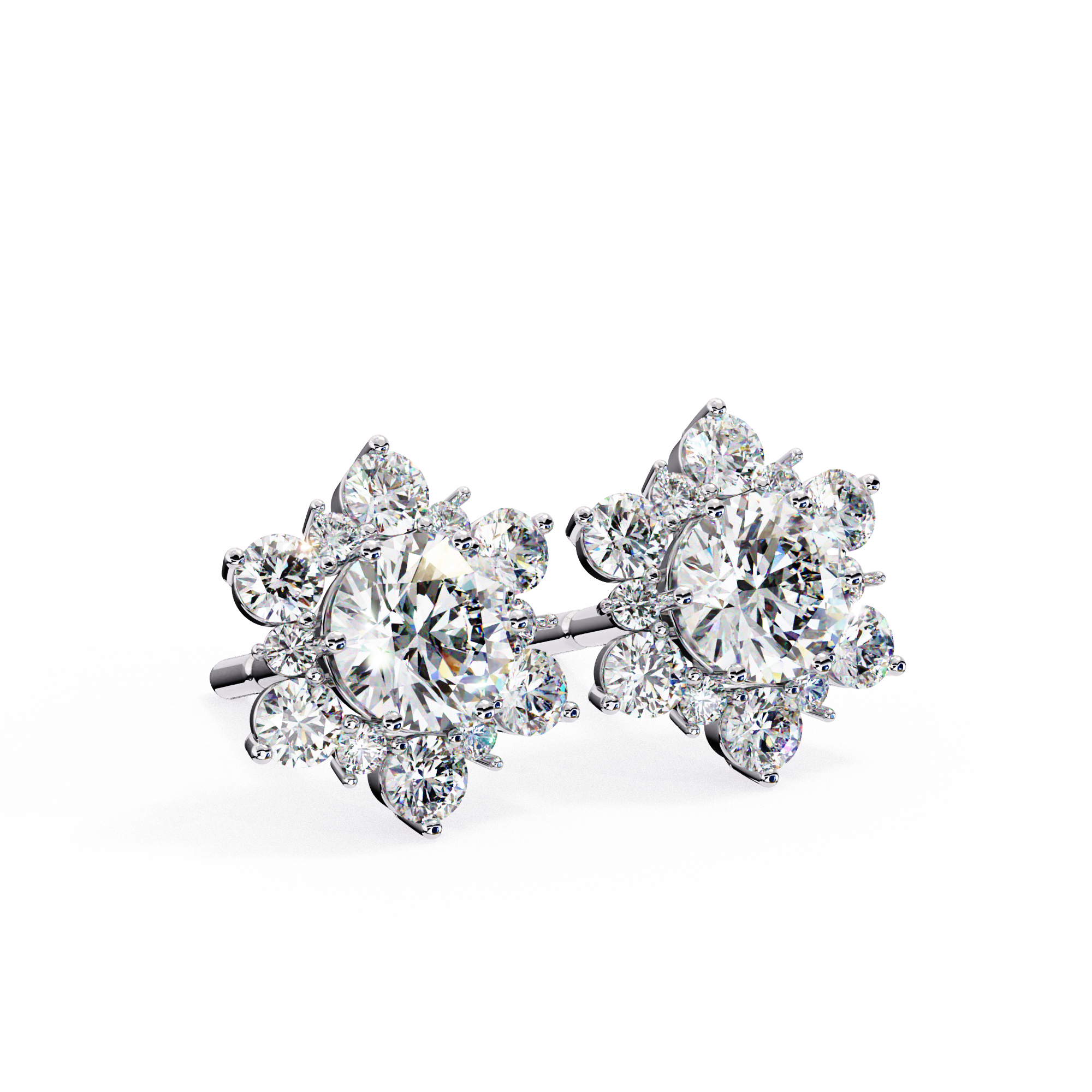 Eternal Bloom: 0.72 Carat EF/VS Round Lab Grown Diamond Floral Stud Earrings