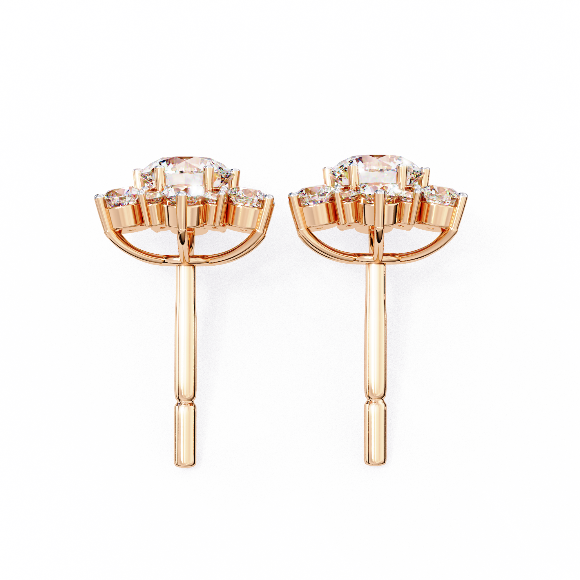 Eternal Bloom: 0.72 Carat EF/VS Round Lab Grown Diamond Floral Stud Earrings