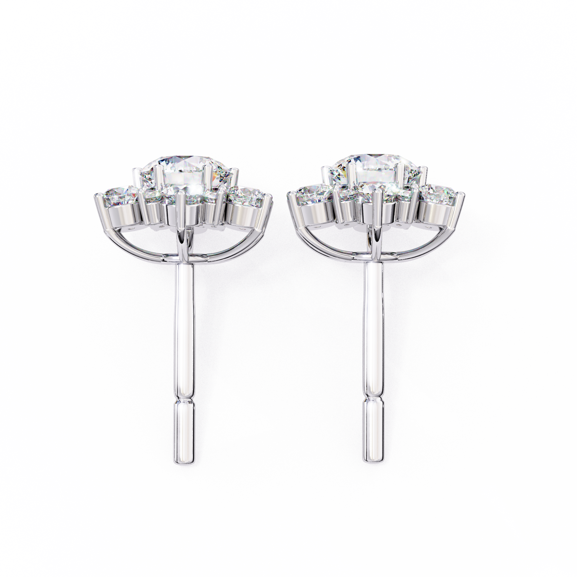 Eternal Bloom: 0.72 Carat EF/VS Round Lab Grown Diamond Floral Stud Earrings