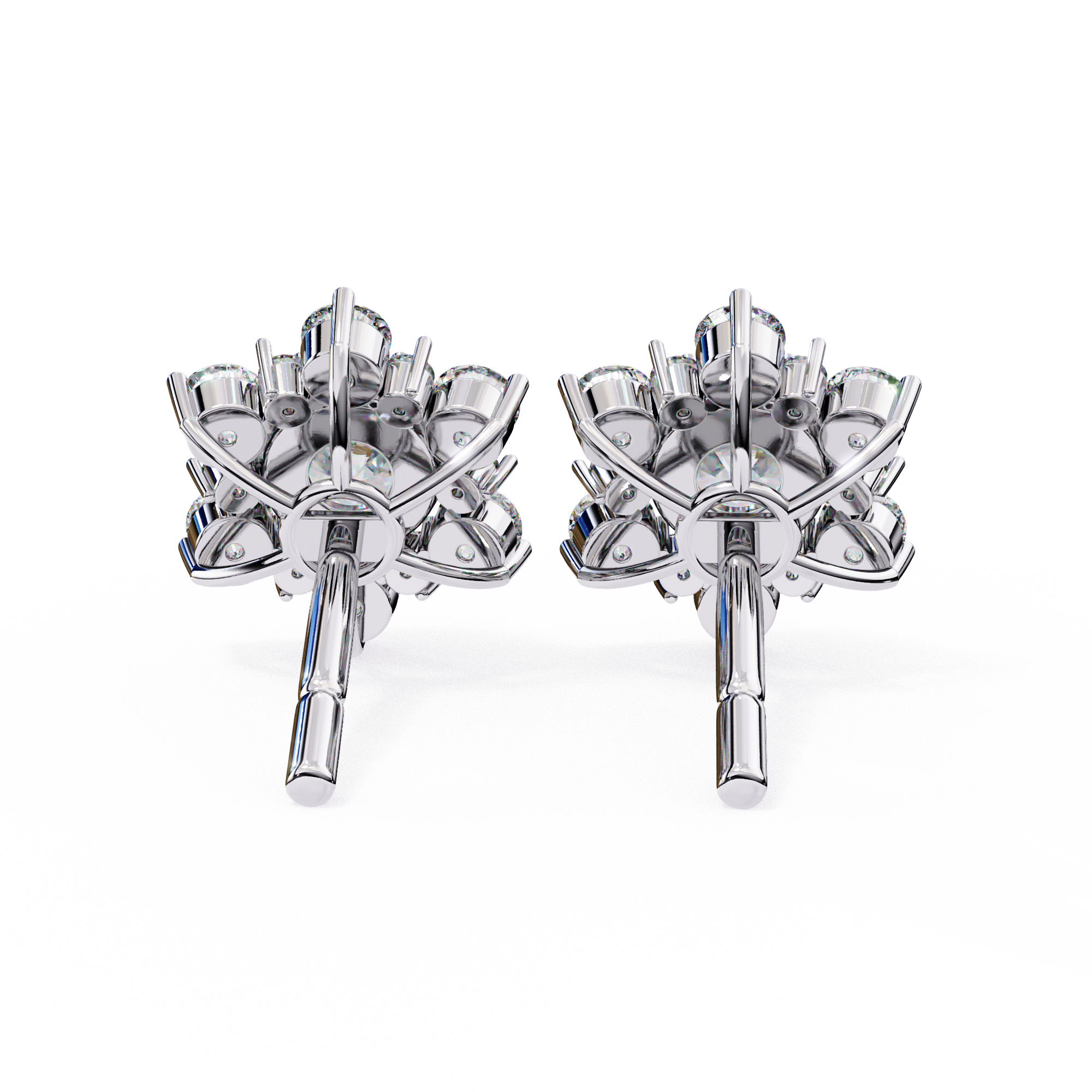 Eternal Bloom: 0.72 Carat EF/VS Round Lab Grown Diamond Floral Stud Earrings