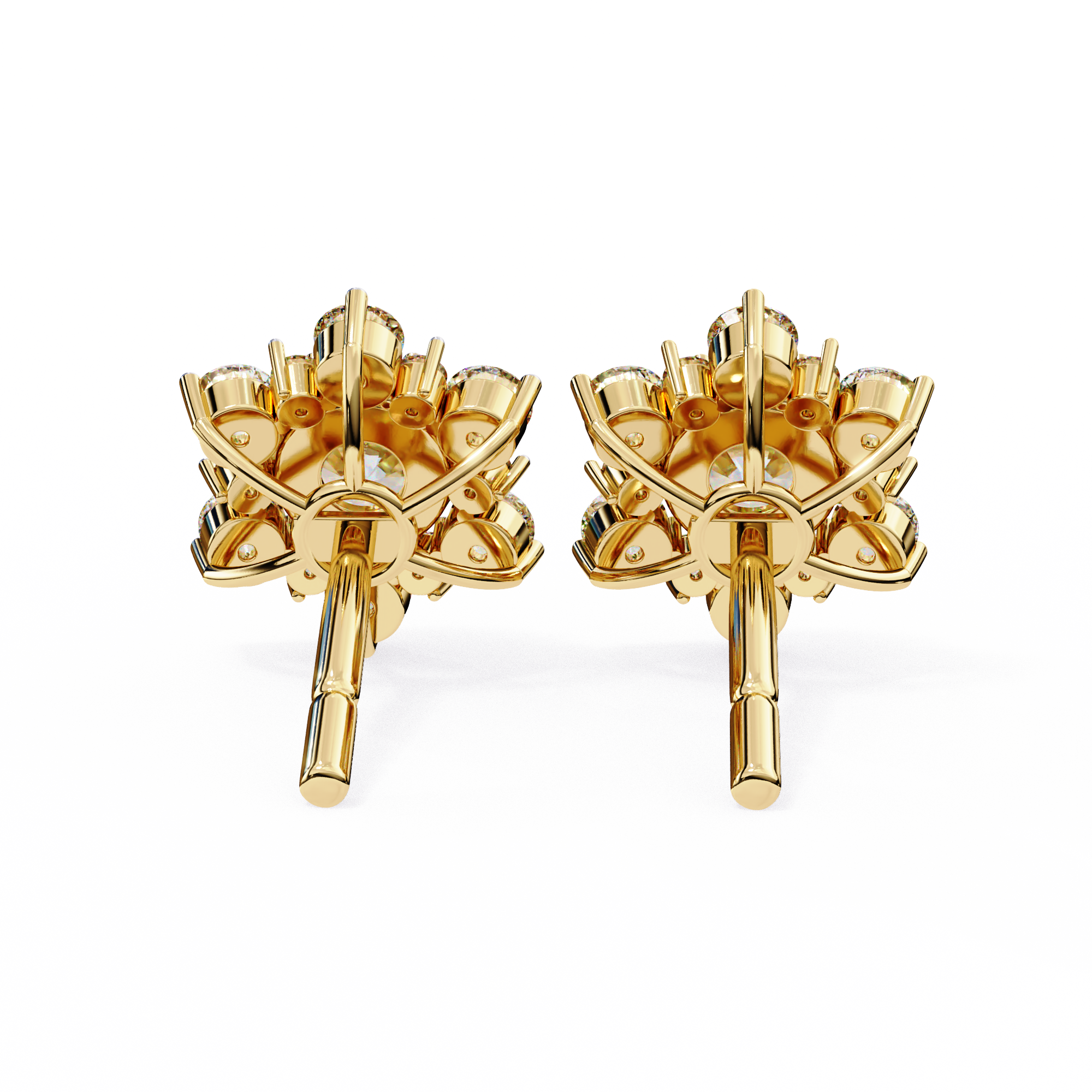 Eternal Bloom: 0.72 Carat EF/VS Round Lab Grown Diamond Floral Stud Earrings