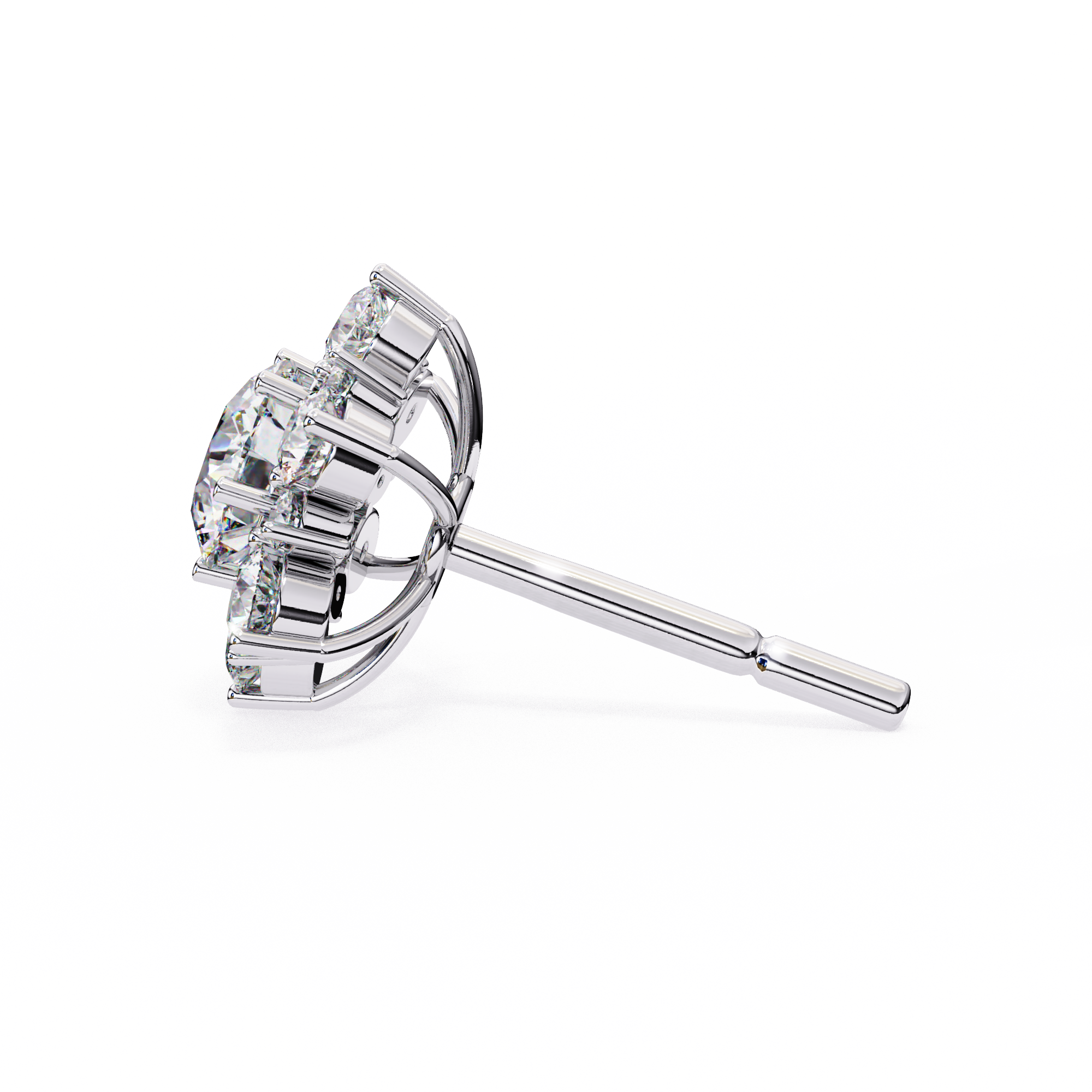 Eternal Bloom: 0.72 Carat EF/VS Round Lab Grown Diamond Floral Stud Earrings