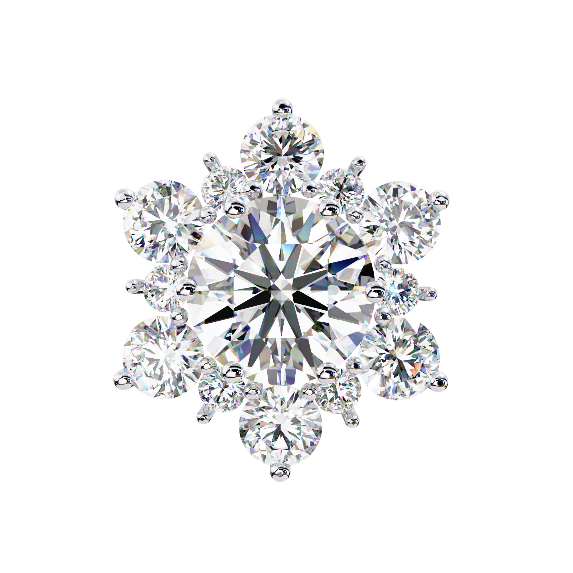 Eternal Bloom: 0.72 Carat EF/VS Round Lab Grown Diamond Floral Stud Earrings