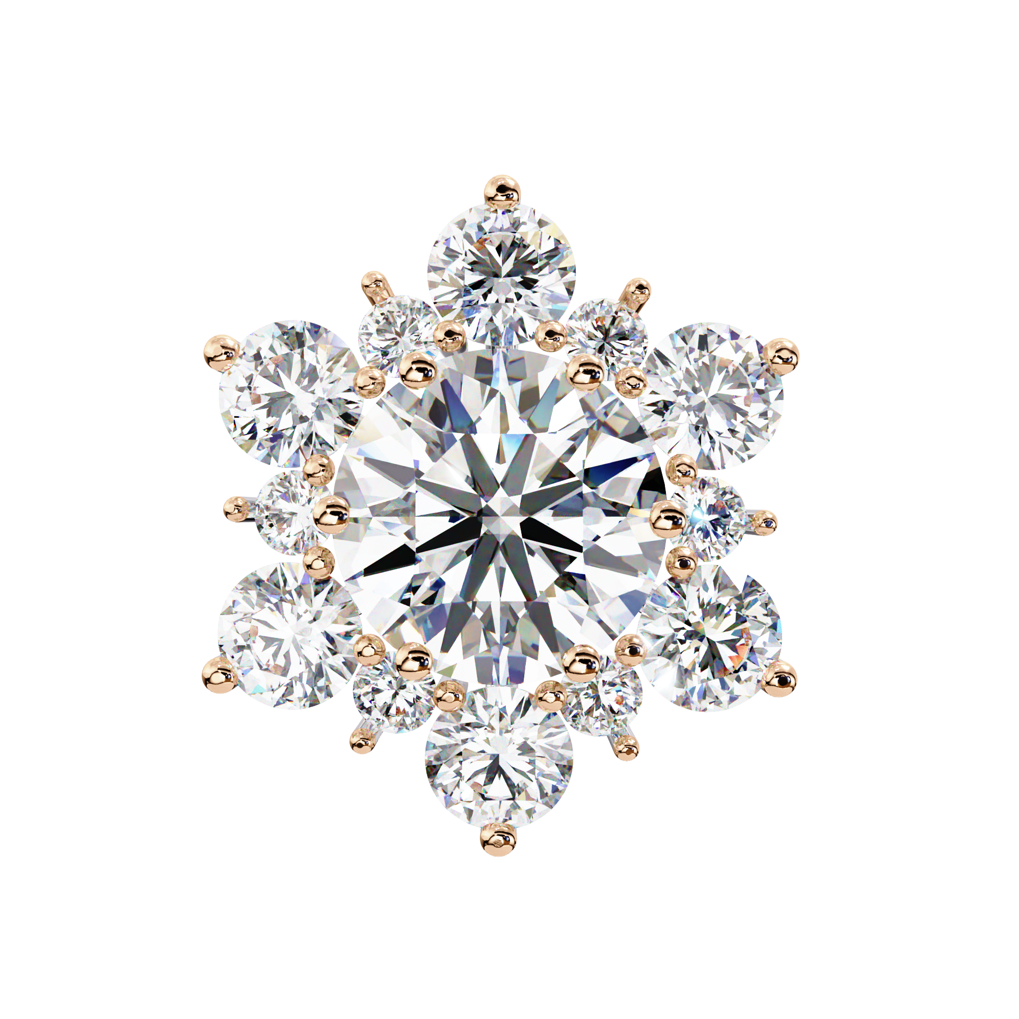 Eternal Bloom: 0.72 Carat EF/VS Round Lab Grown Diamond Floral Stud Earrings