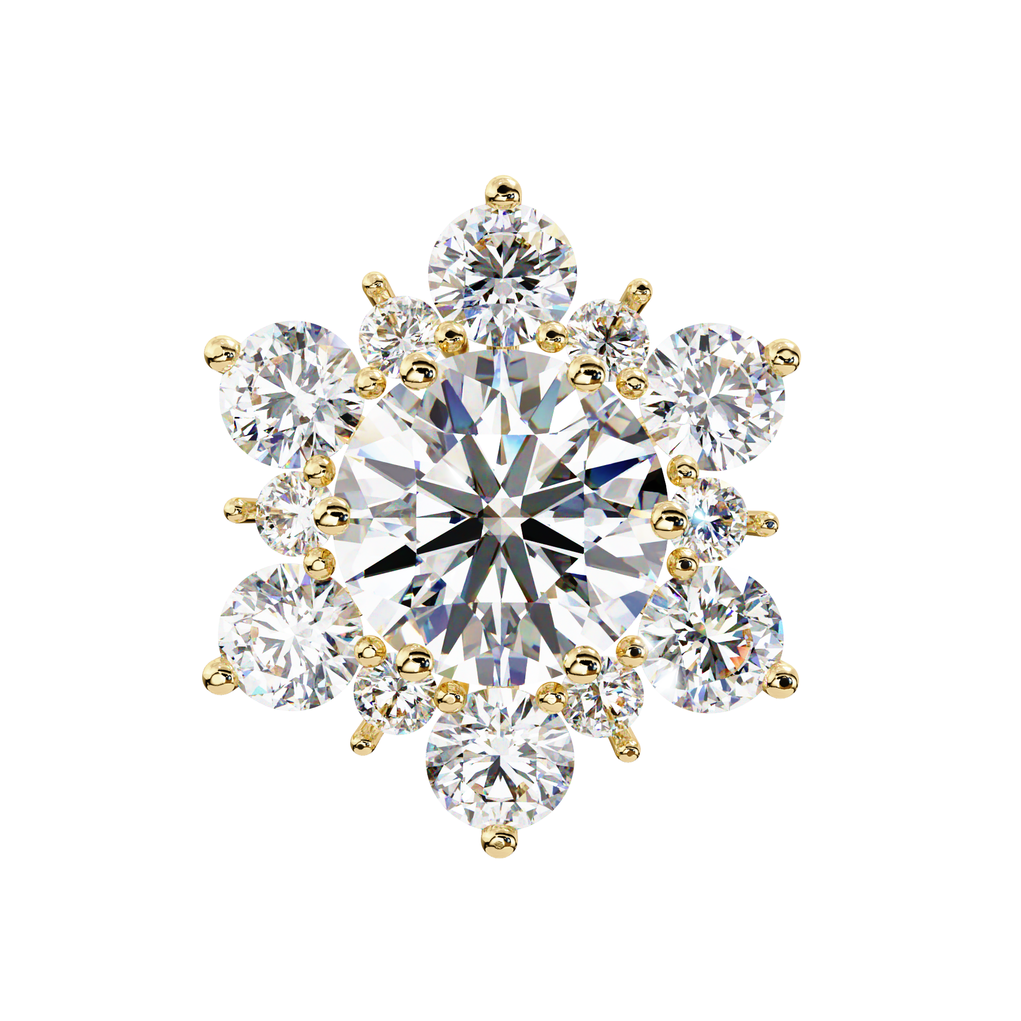 Eternal Bloom: 0.72 Carat EF/VS Round Lab Grown Diamond Floral Stud Earrings