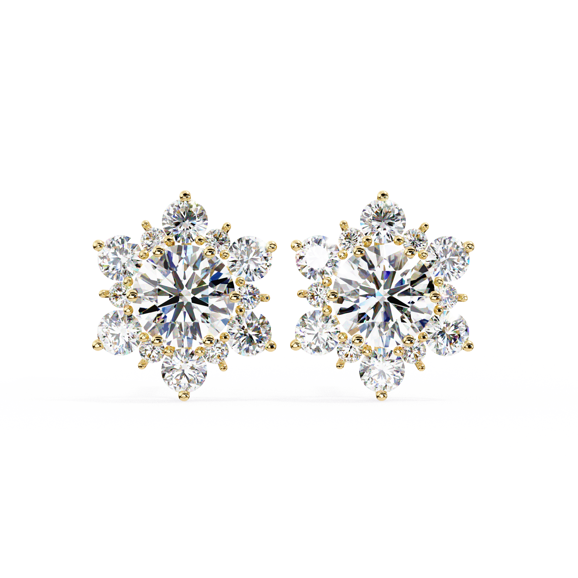 Eternal Bloom: 0.72 Carat EF/VS Round Lab Grown Diamond Floral Stud Earrings