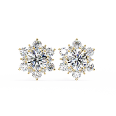 Solitairekart 0.72ct Floral Natural Diamond Stud Earrings-HI Color, VS-SI Clarity