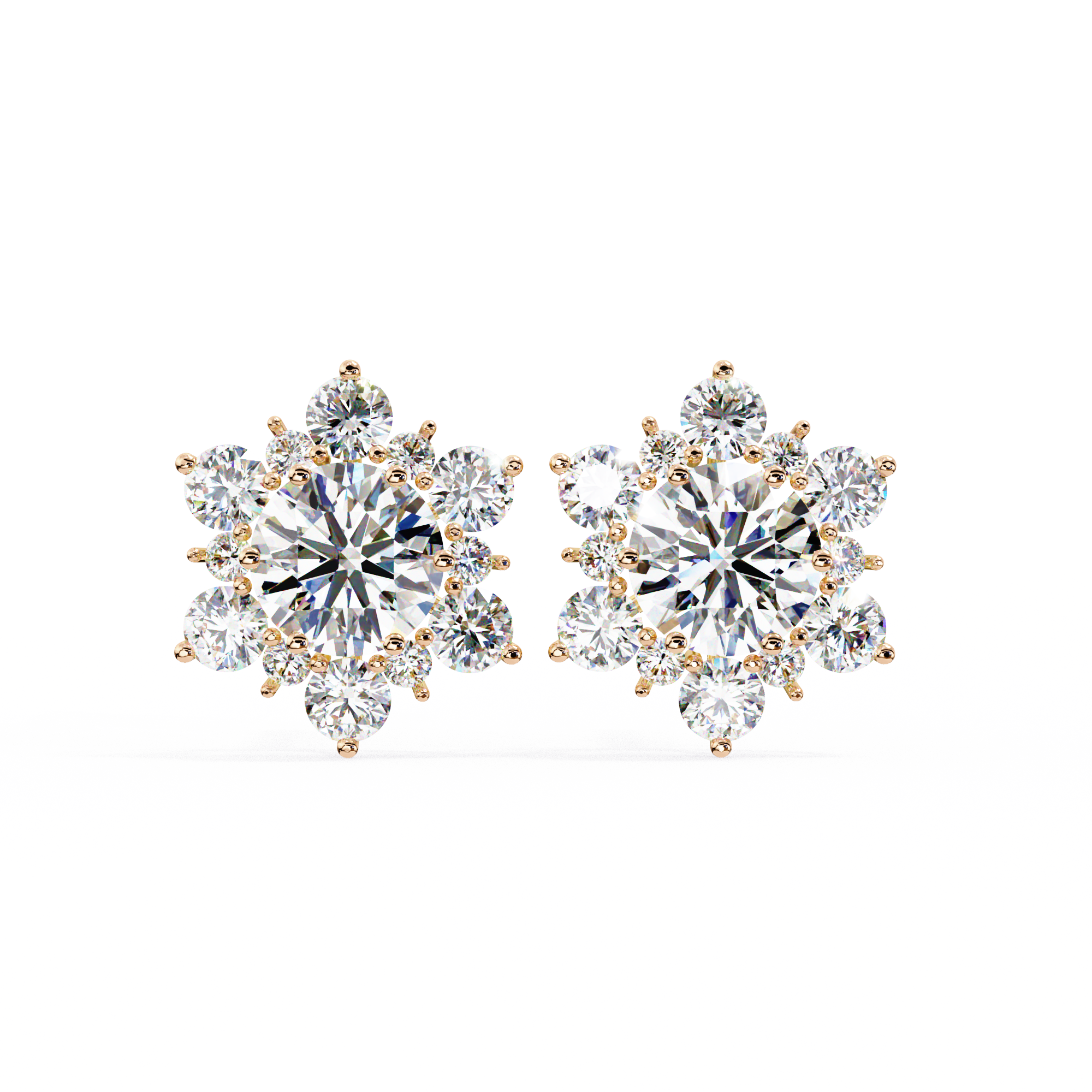 Eternal Bloom: 0.72 Carat EF/VS Round Lab Grown Diamond Floral Stud Earrings