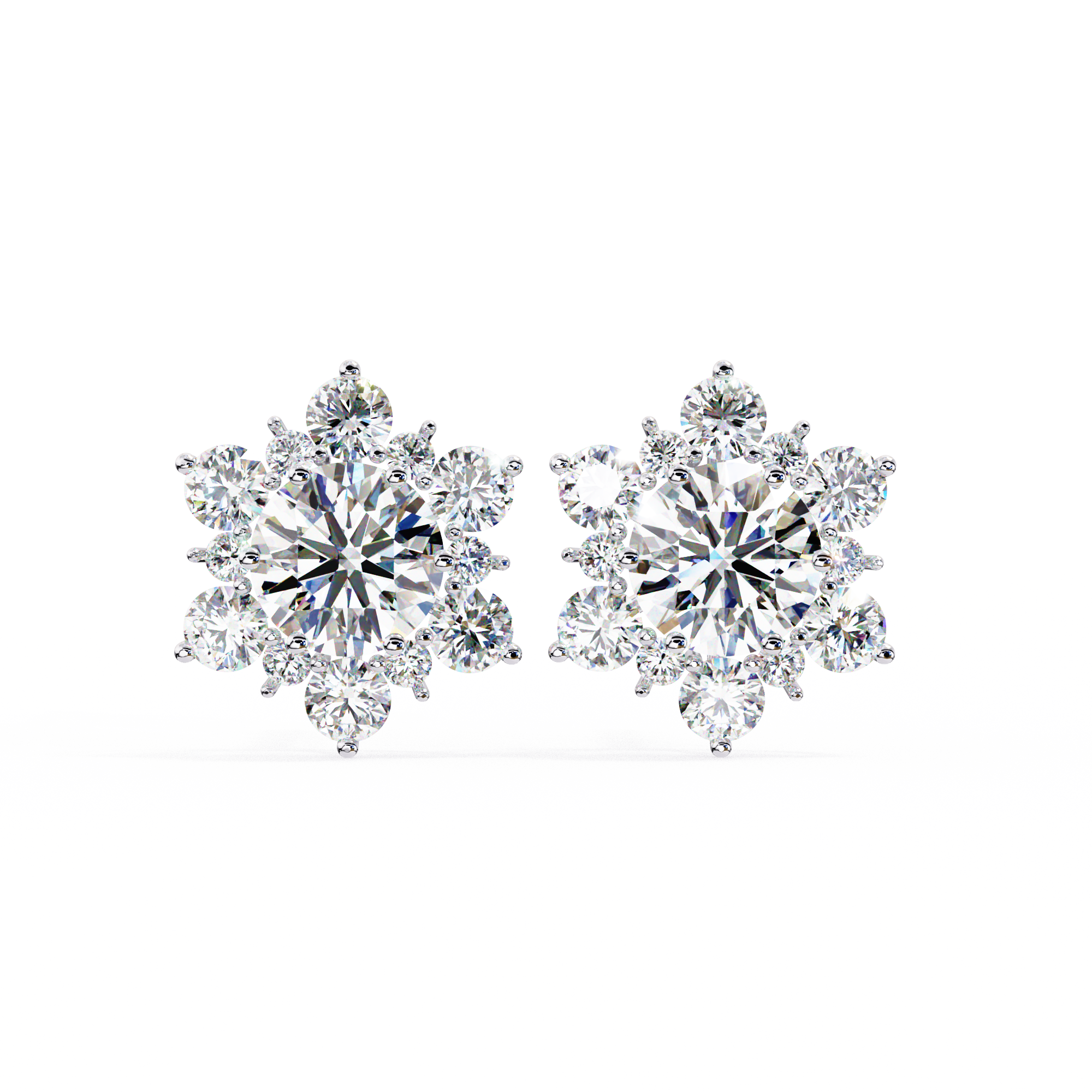 Eternal Bloom: 0.72 Carat EF/VS Round Lab Grown Diamond Floral Stud Earrings