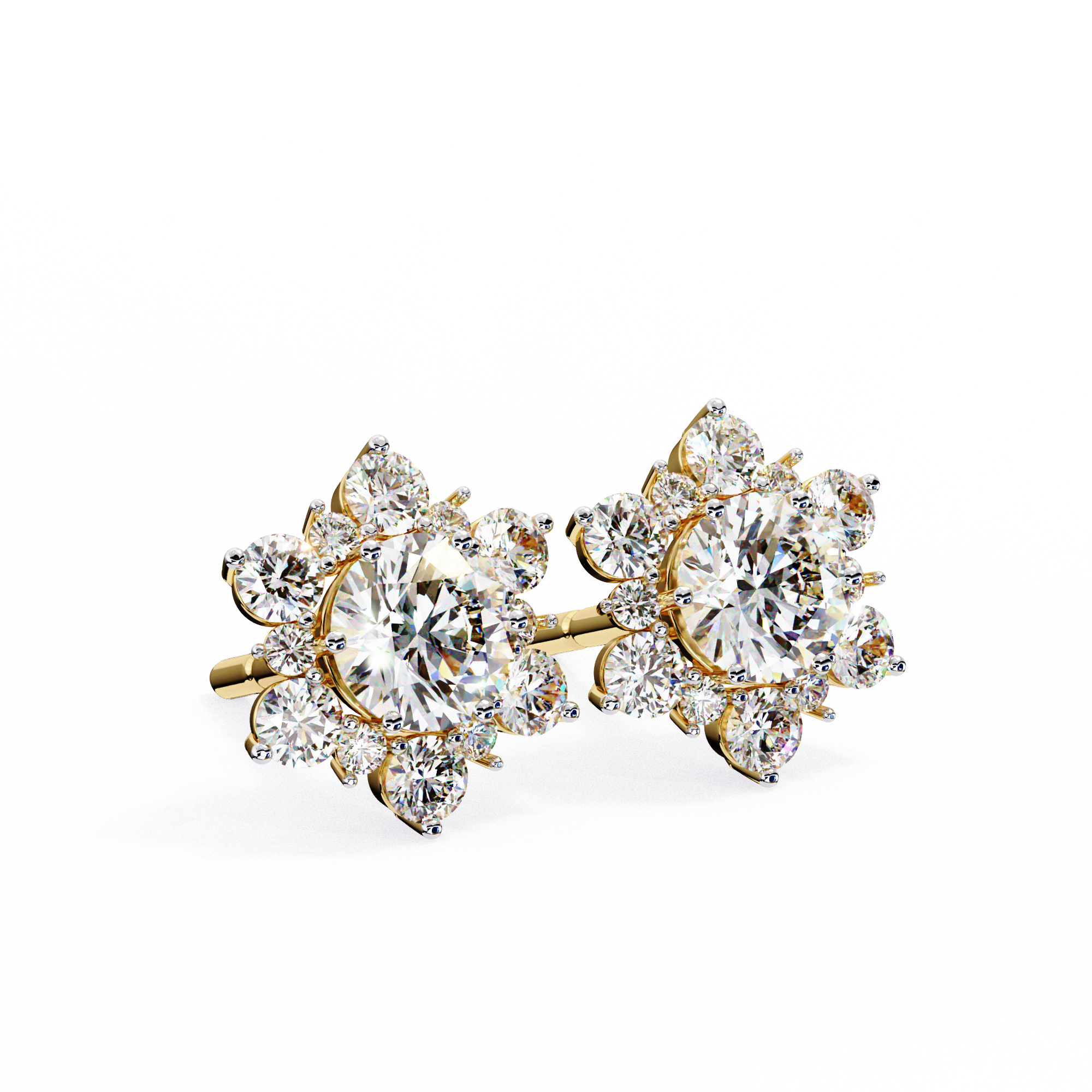 Eternal Bloom: 0.72 Carat EF/VS Round Lab Grown Diamond Floral Stud Earrings