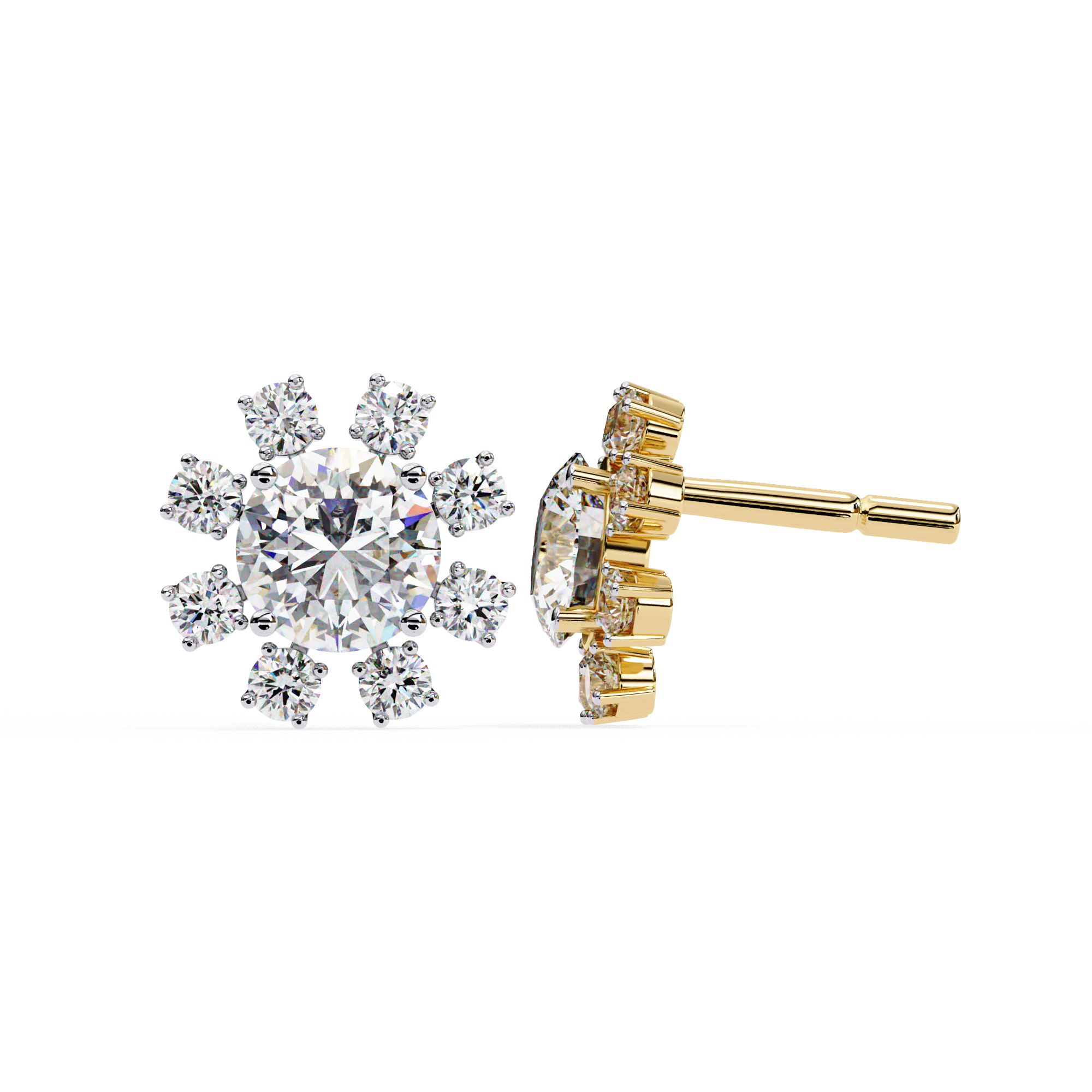1.22ct Floral Halo Diamond Stud Earrings – Solitairekart