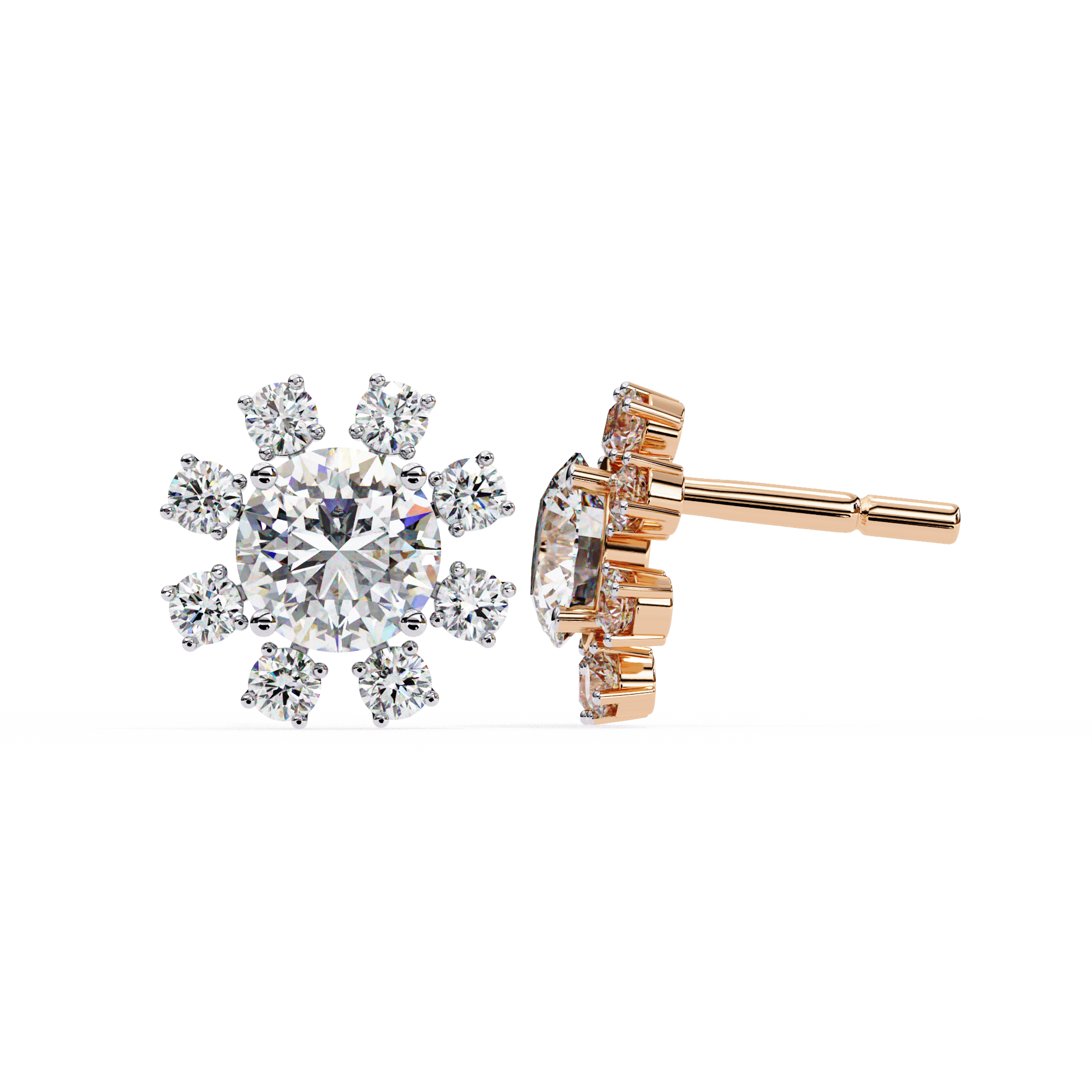 1.22ct Floral Halo Diamond Stud Earrings – Solitairekart