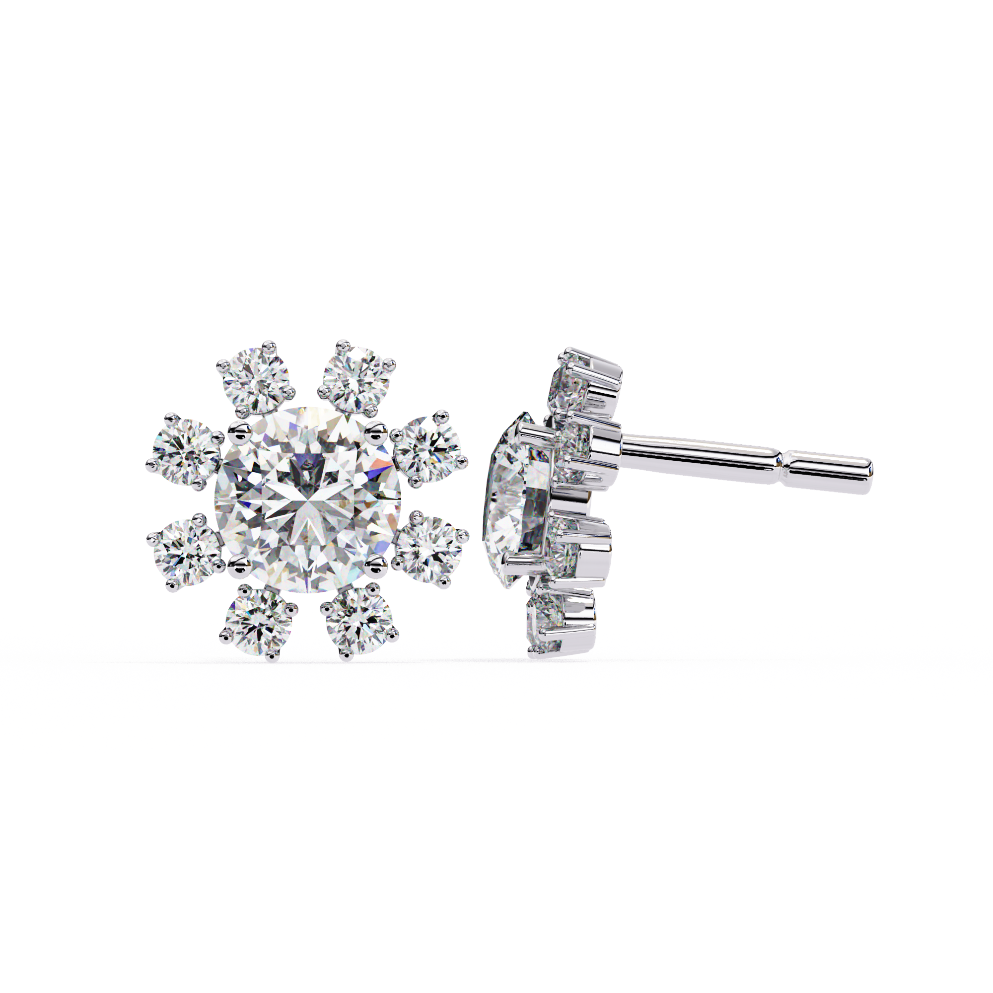 1.22ct Floral Halo Diamond Stud Earrings – Solitairekart