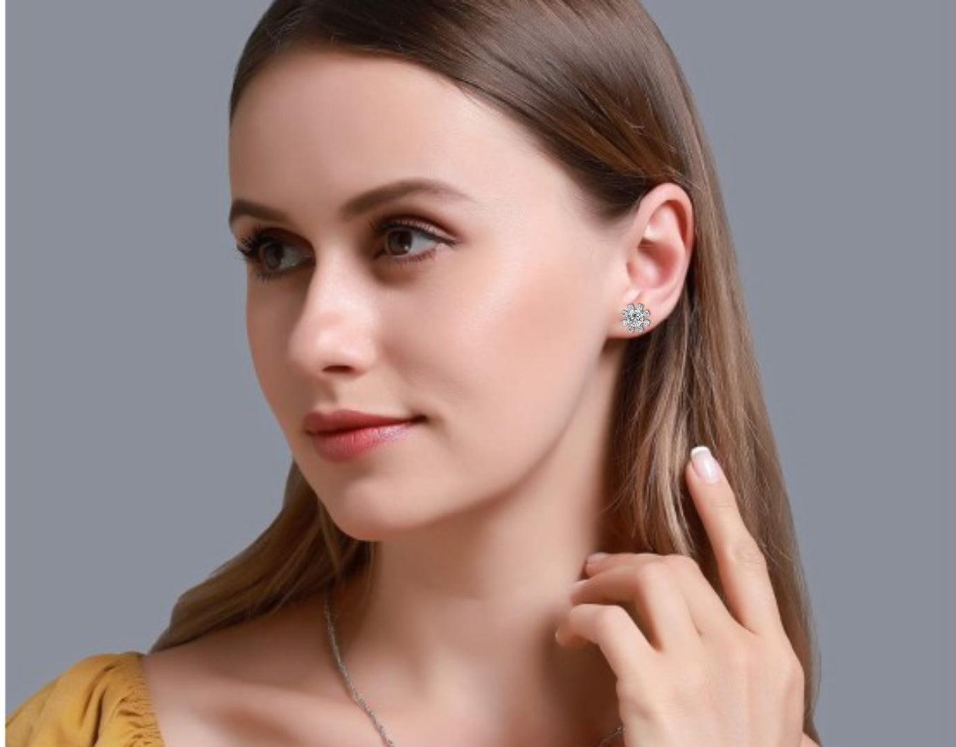 Pure Radiance 1.22 Carat Round Shape EF/VS Lab Grown Diamond Stud Earrings