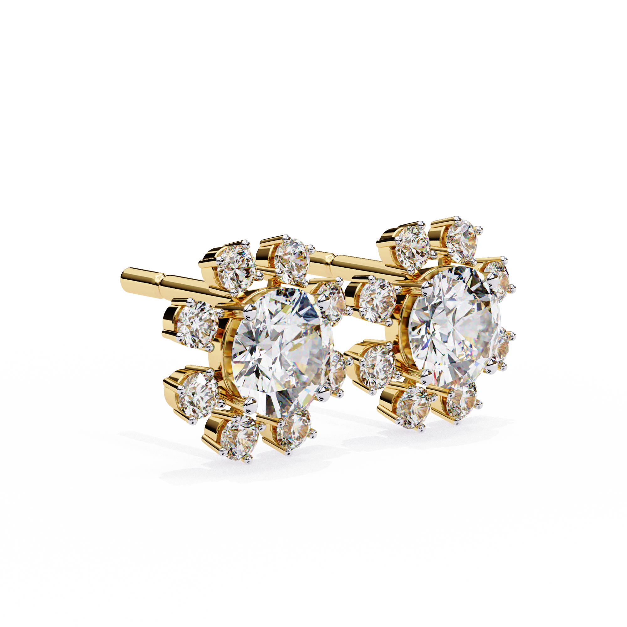 1.22ct Floral Halo Diamond Stud Earrings – Solitairekart
