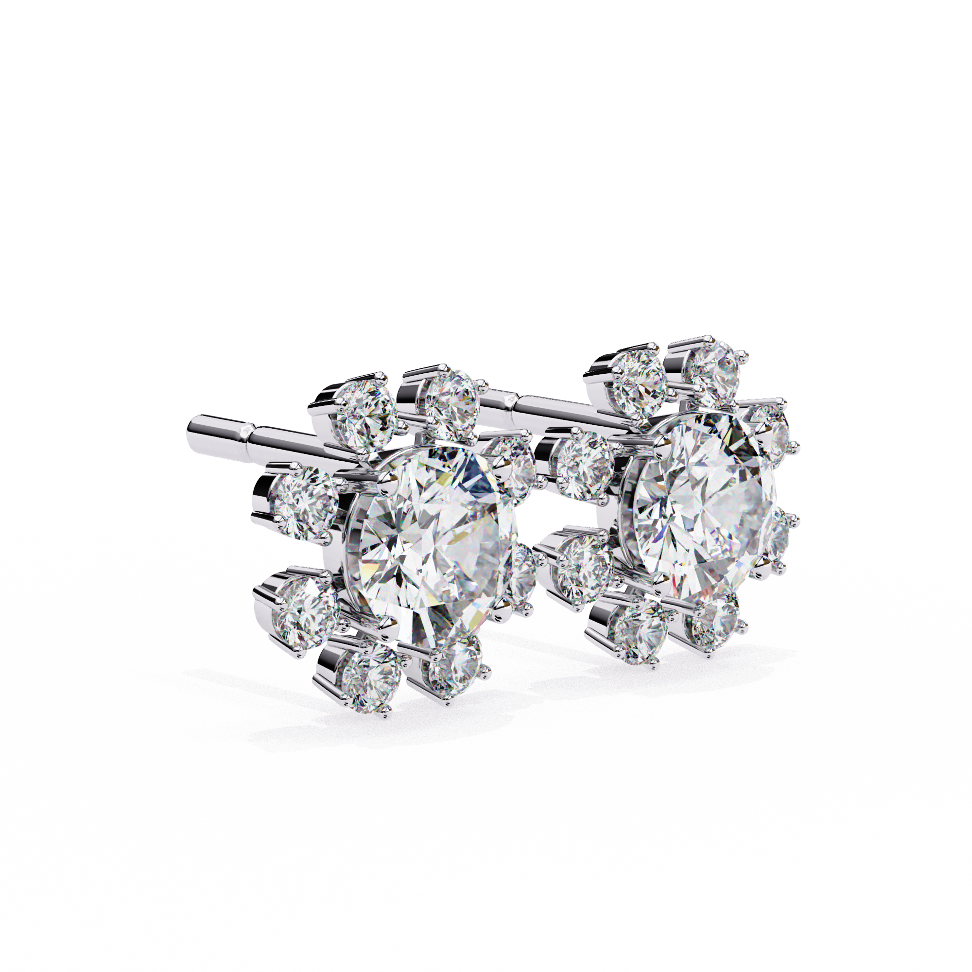 1.22ct Floral Halo Diamond Stud Earrings – Solitairekart
