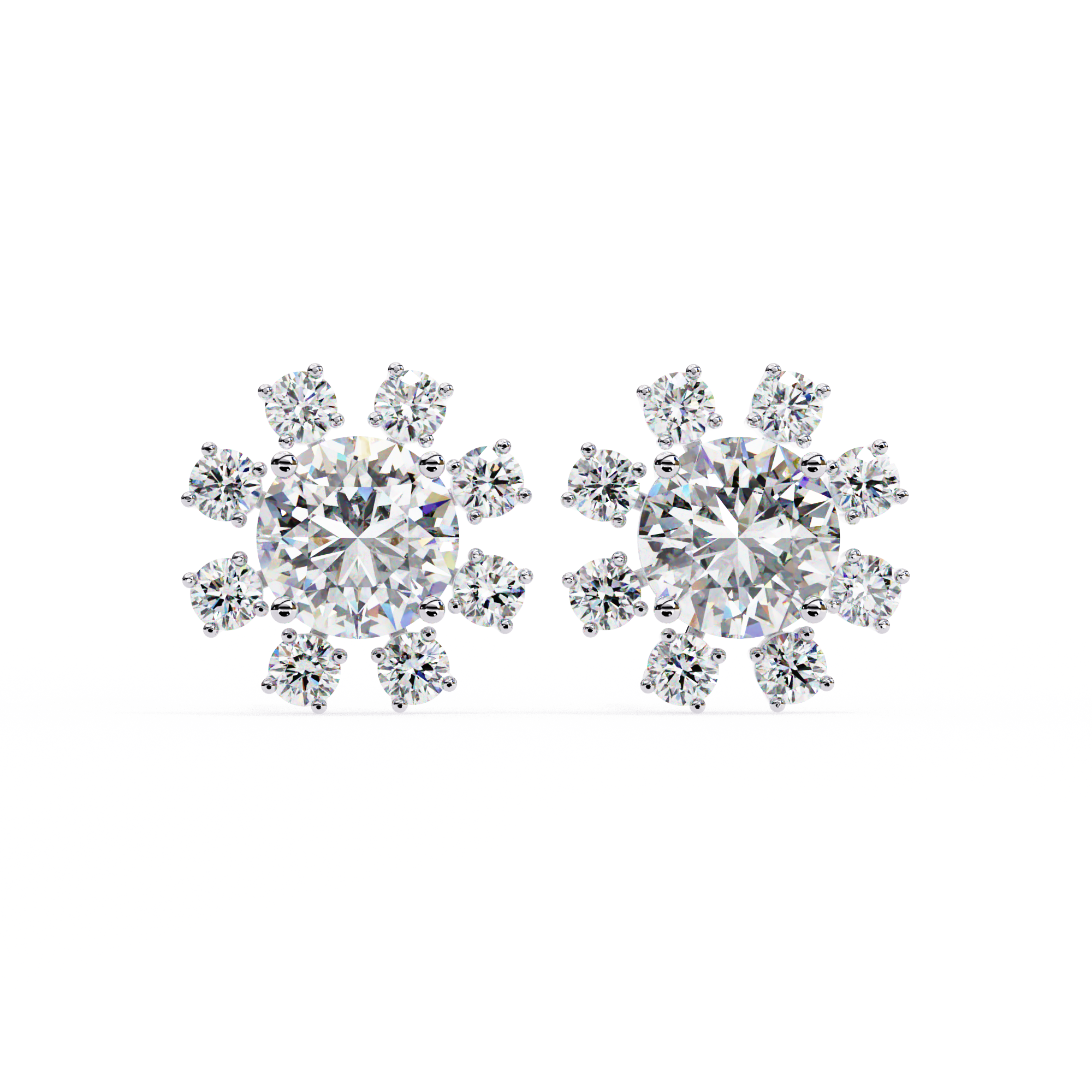 1.22ct Floral Halo Diamond Stud Earrings – Solitairekart