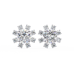 Solitairekart 1.22ct Floral Halo Natural Diamond Stud Earrings-HI Color, VS-SI Clarity