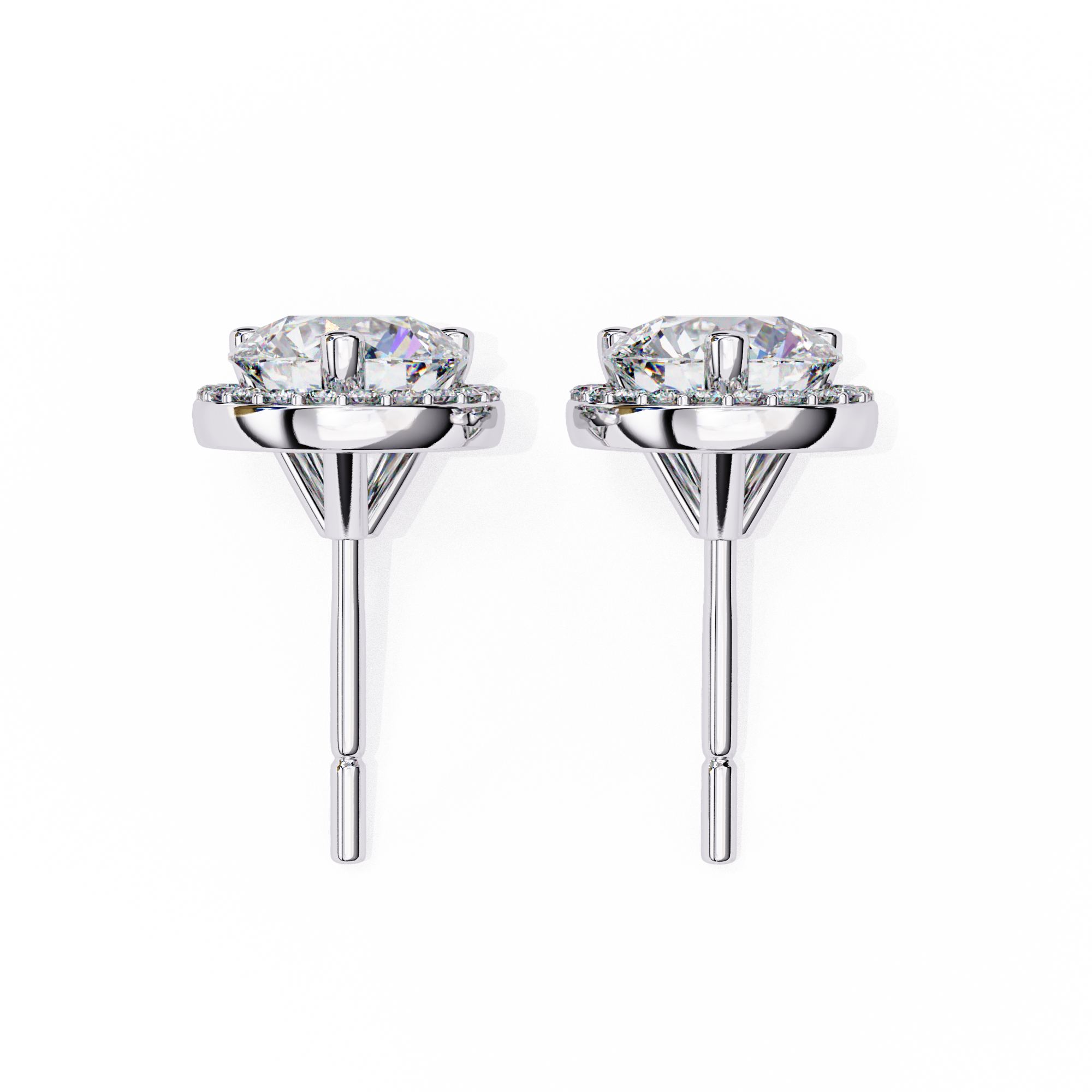 Eternal Halo Brilliance: 1.95 Carat Round Lab Grown Diamond Stud Earrings