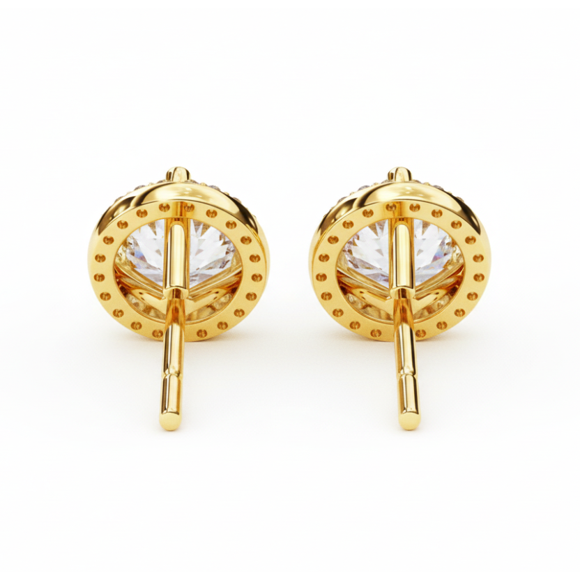 Eternal Halo Brilliance: 1.95 Carat Round Lab Grown Diamond Stud Earrings