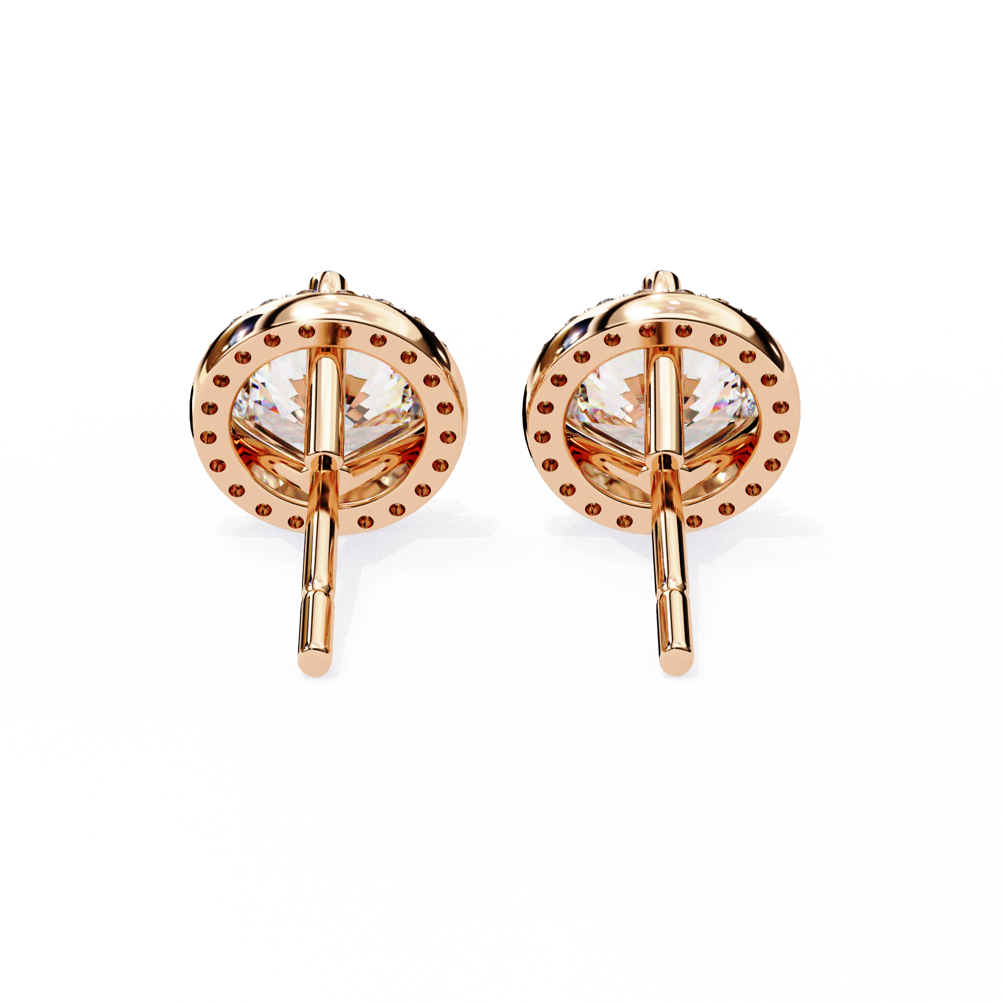 Eternal Halo Brilliance: 1.95 Carat Round Lab Grown Diamond Stud Earrings