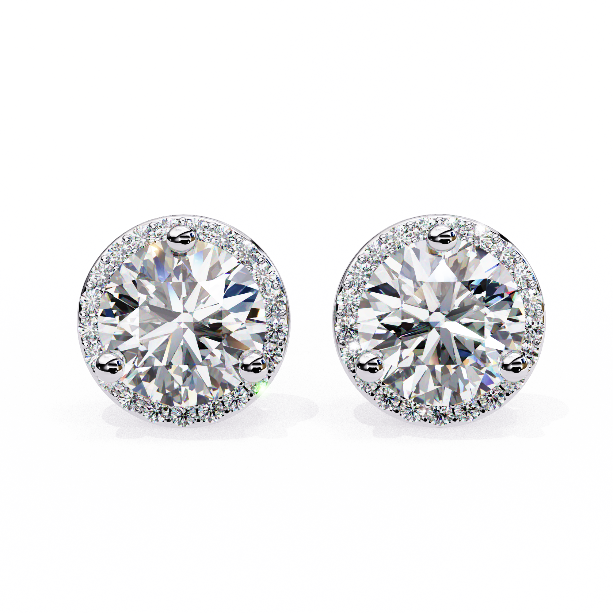 Eternal Halo Brilliance: 1.95 Carat Round Lab Grown Diamond Stud Earrings