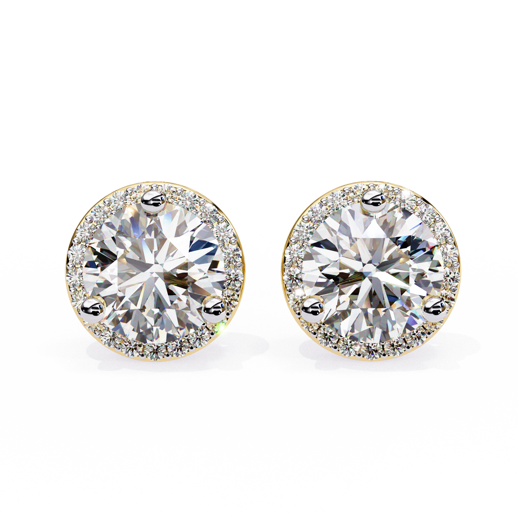 Eternal Halo Brilliance: 1.95 Carat Round Lab Grown Diamond Stud Earrings
