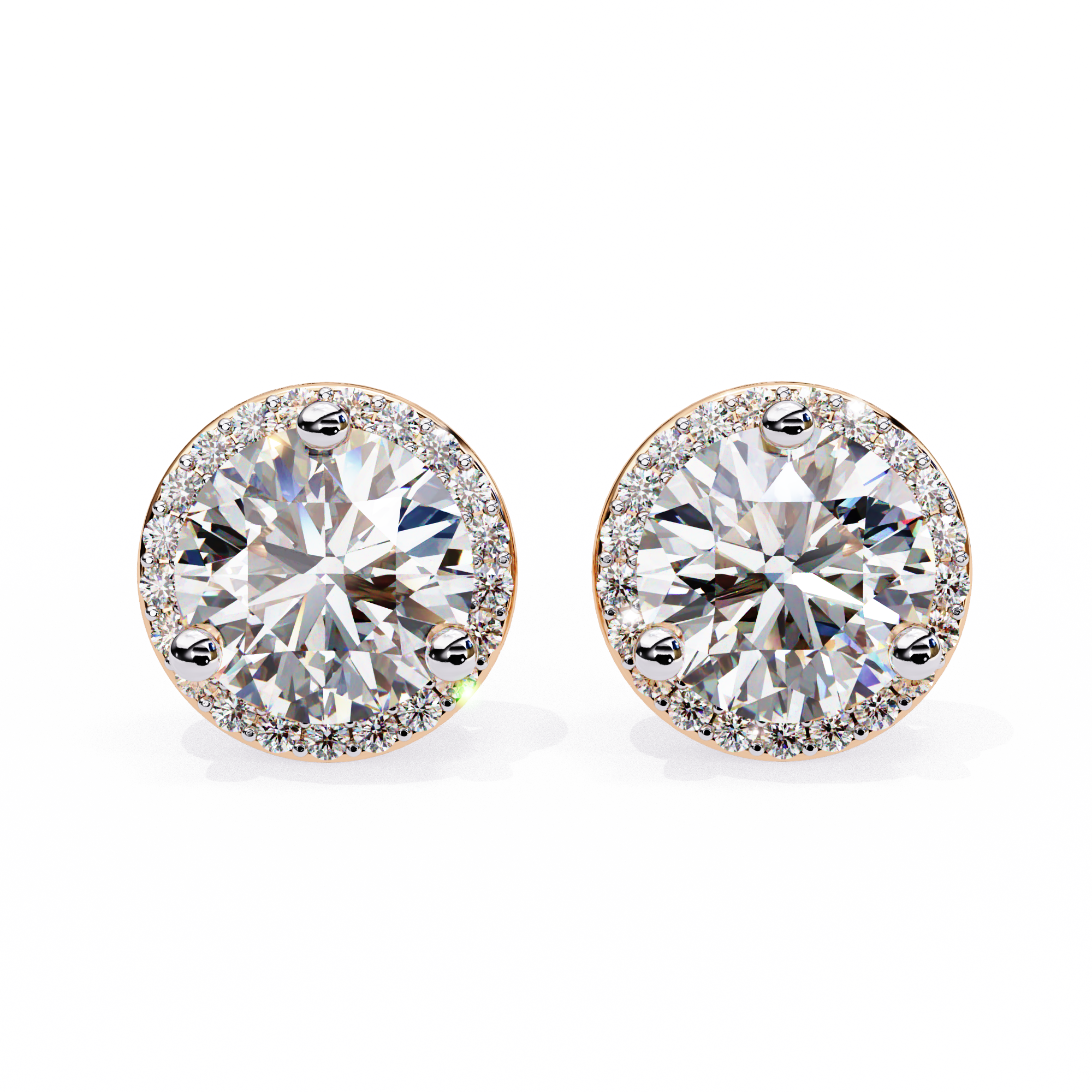 Eternal Halo Brilliance: 1.95 Carat Round Lab Grown Diamond Stud Earrings