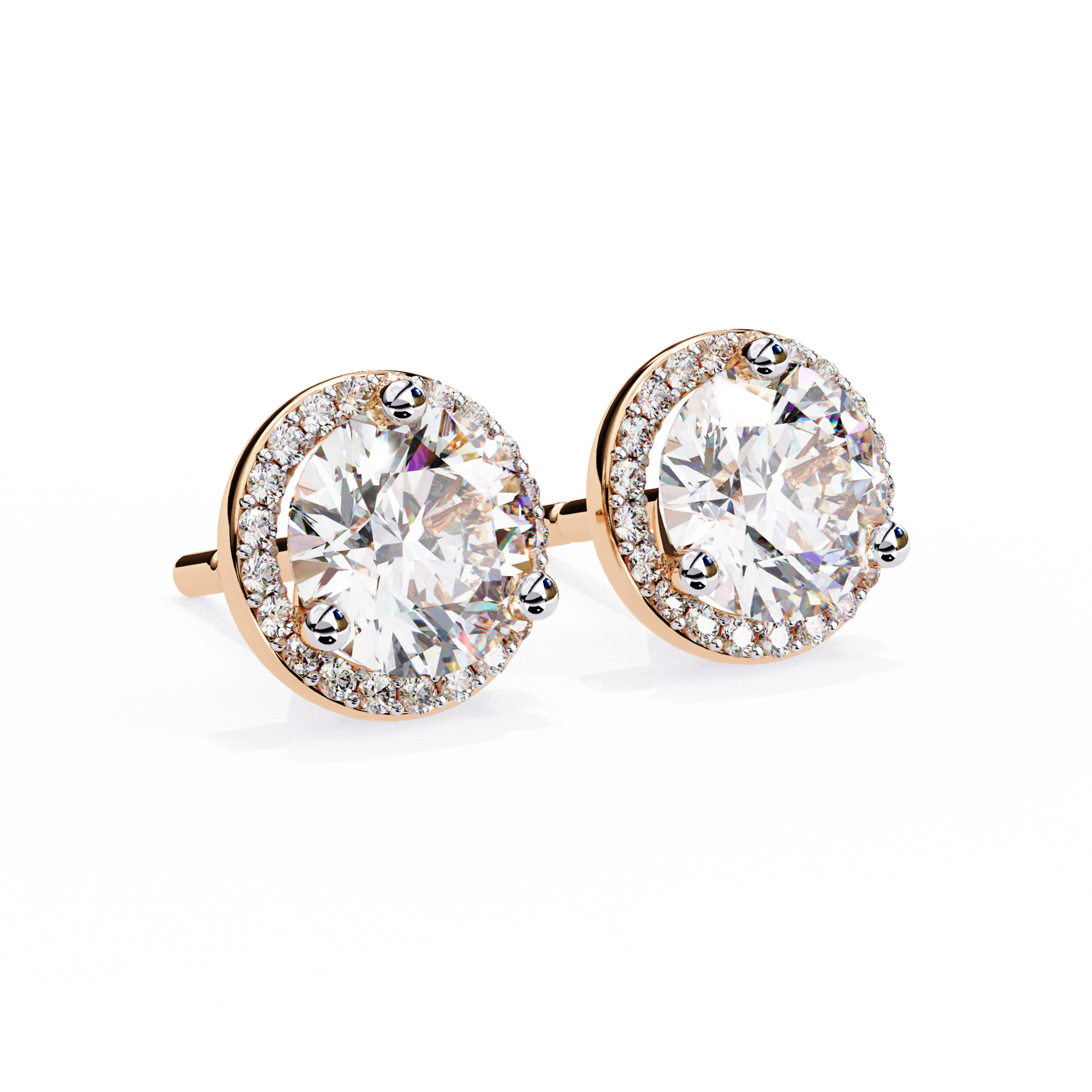 Eternal Halo Brilliance: 1.95 Carat Round Lab Grown Diamond Stud Earrings