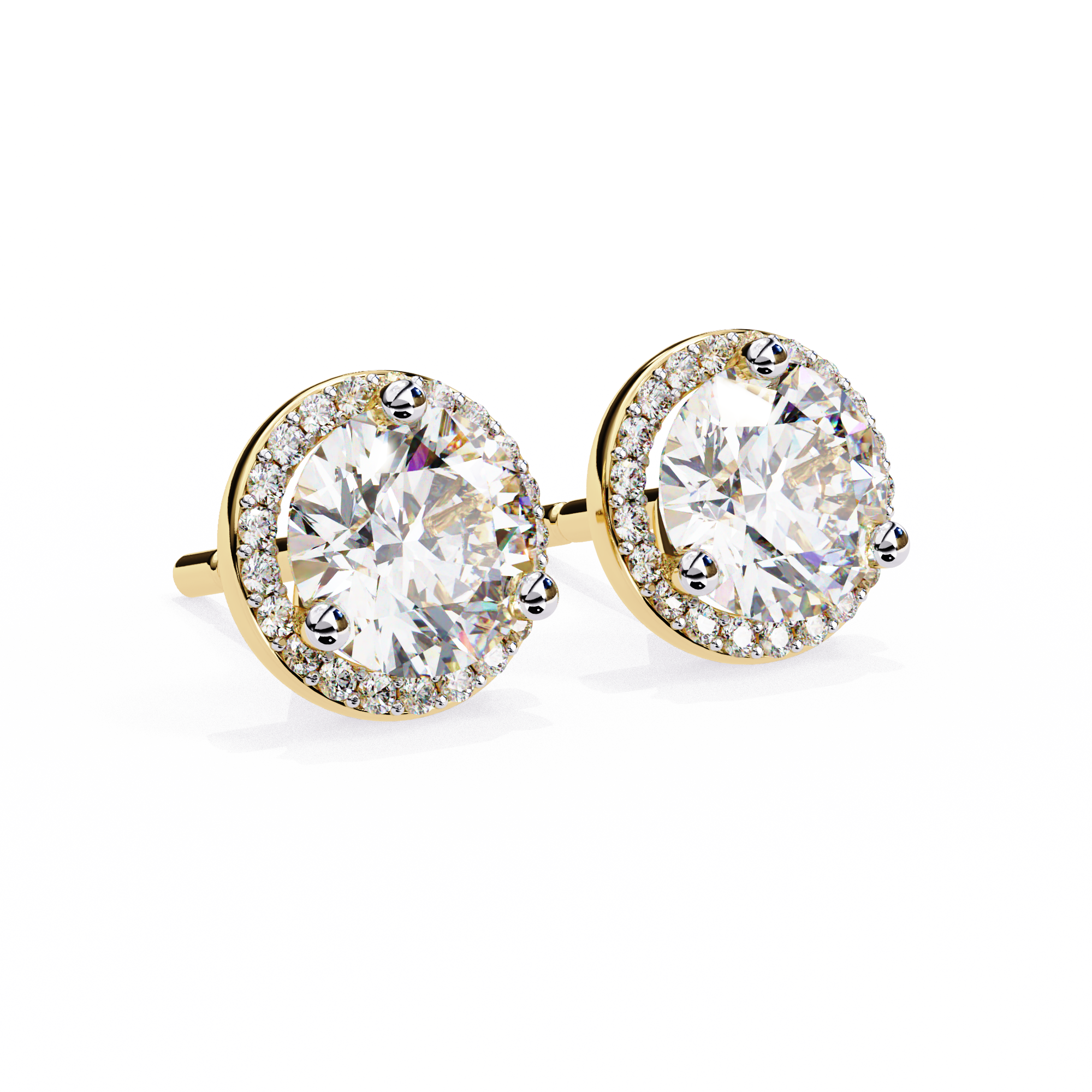 Eternal Halo Brilliance: 1.95 Carat Round Lab Grown Diamond Stud Earrings