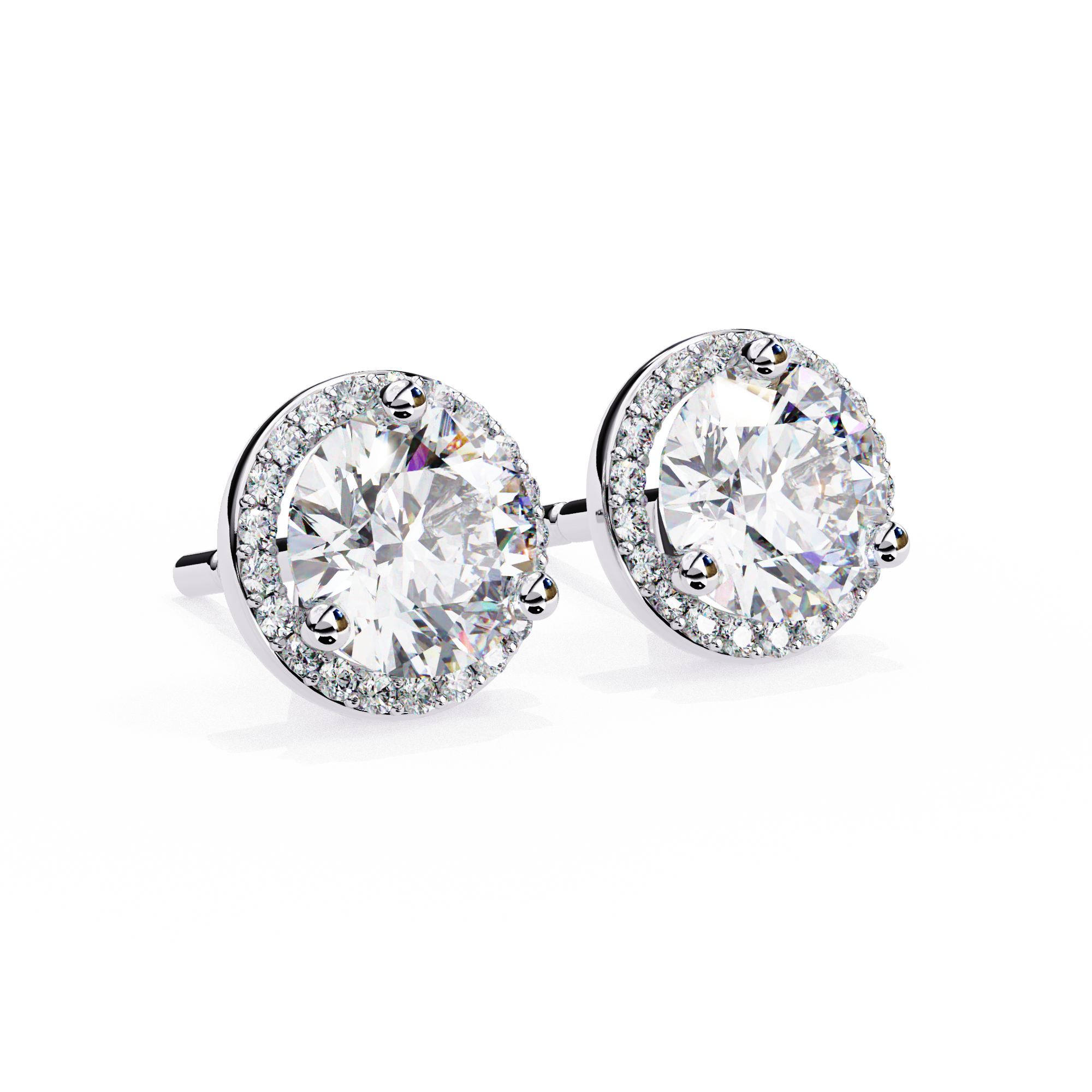 Eternal Halo Brilliance: 1.95 Carat Round Lab Grown Diamond Stud Earrings