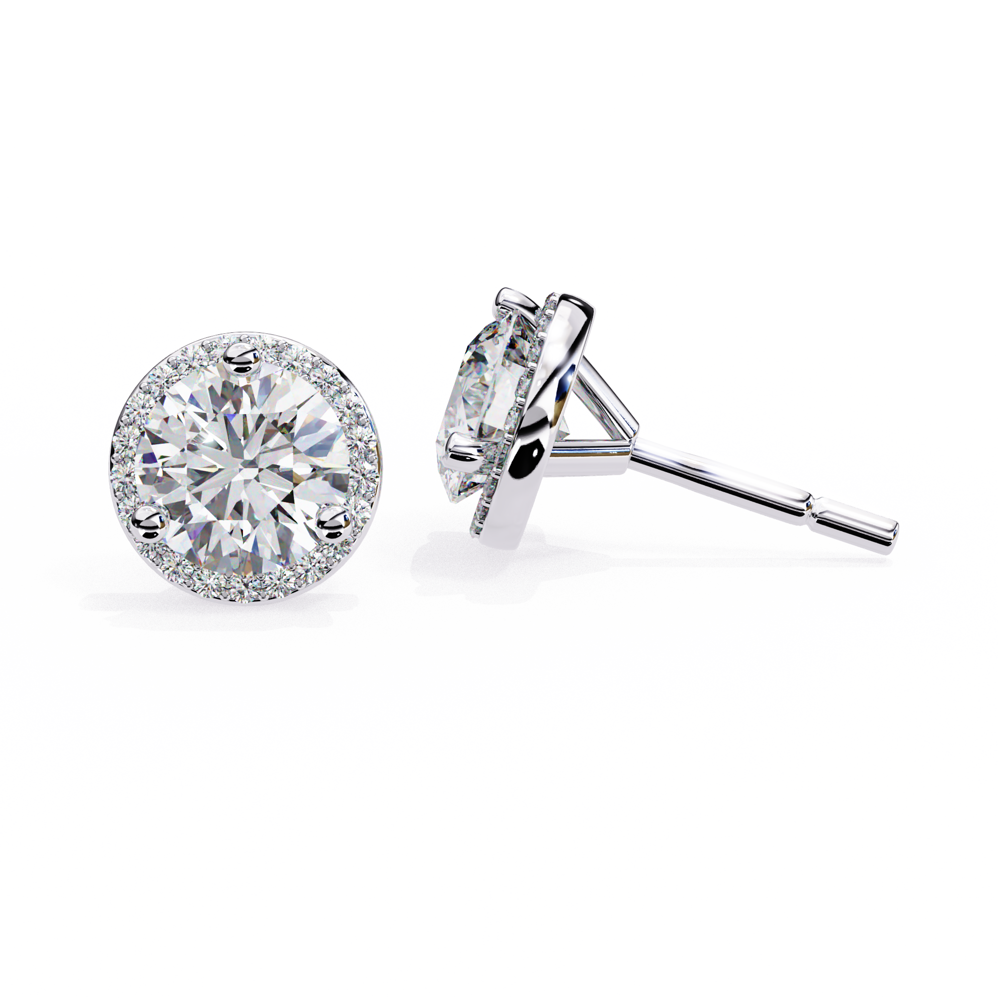 Eternal Halo Brilliance: 1.95 Carat Round Lab Grown Diamond Stud Earrings