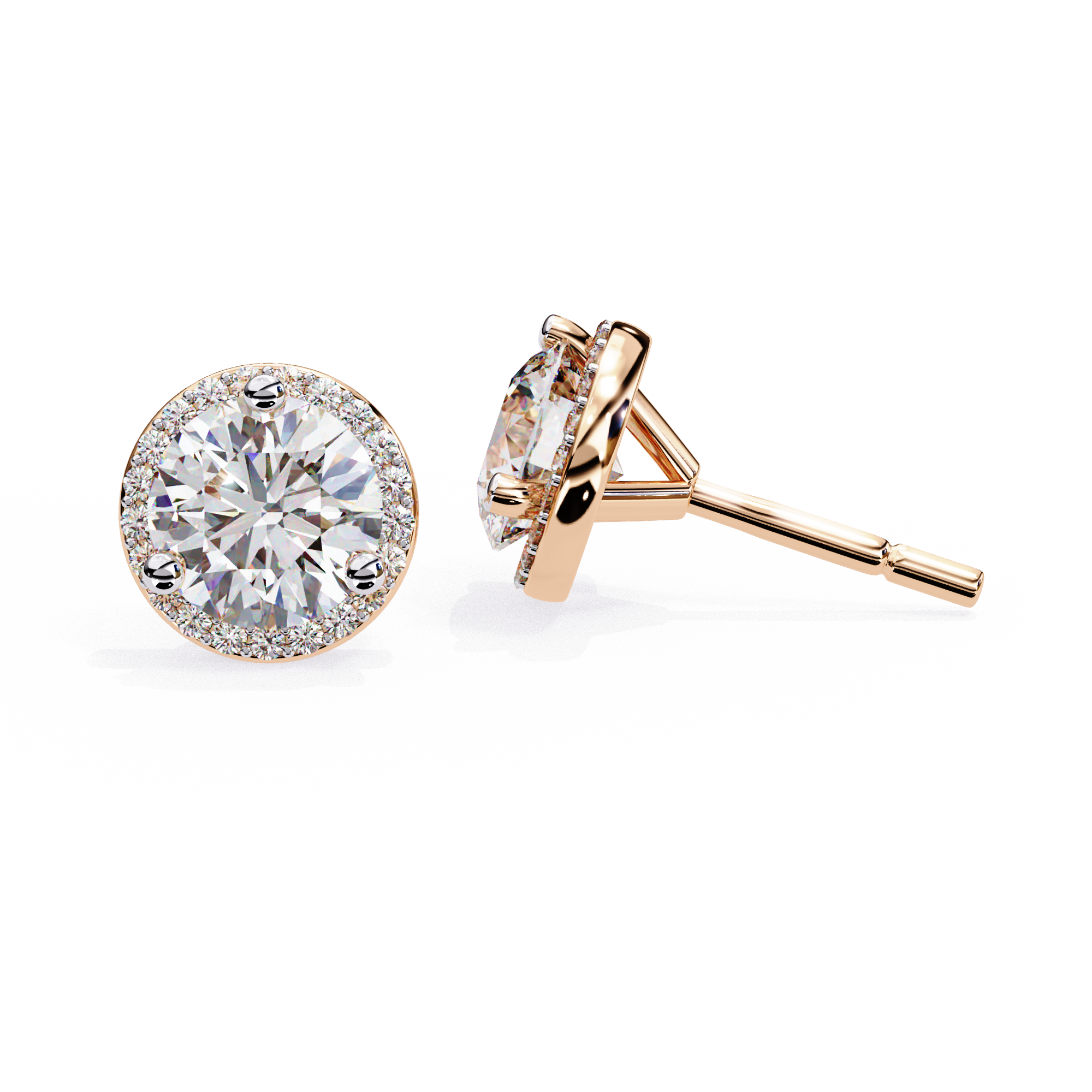 Eternal Halo Brilliance: 1.95 Carat Round Lab Grown Diamond Stud Earrings