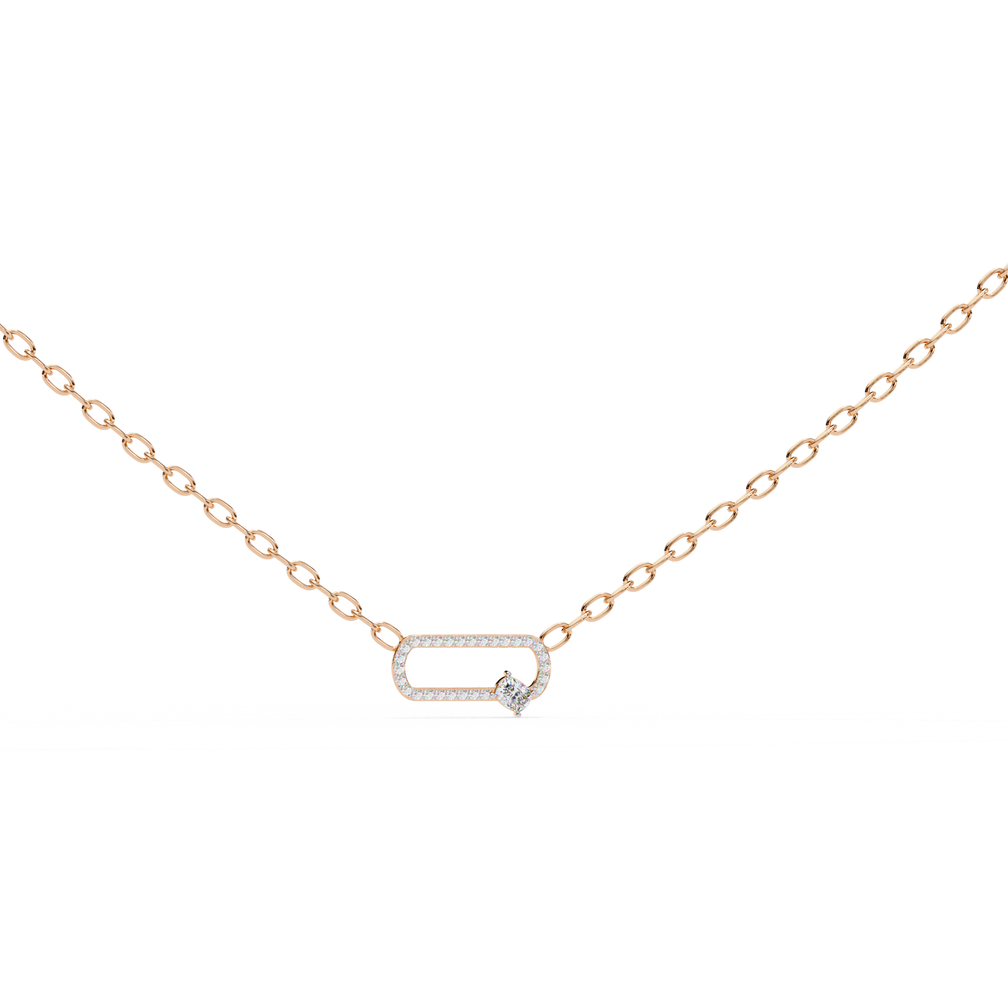 Elegant 0.36ct EF/VS Round and Cushion Shape Lab Diamond Pendant Necklace