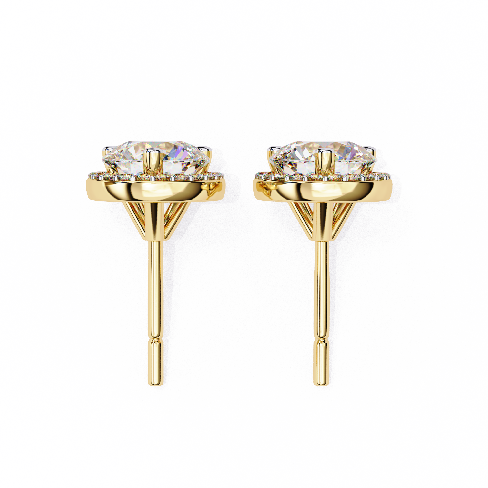 Eternal Halo Brilliance: 1.95 Carat Round Lab Grown Diamond Stud Earrings