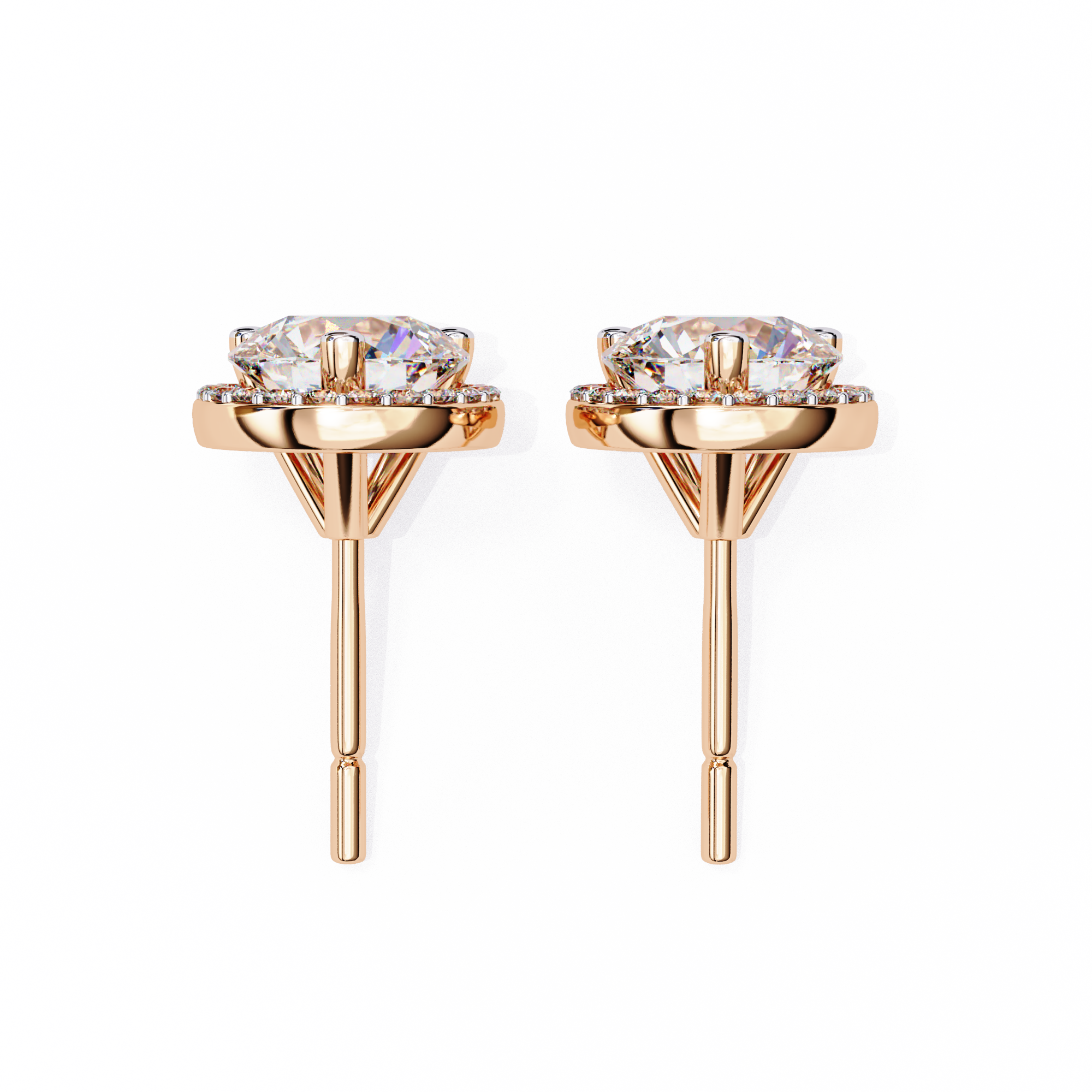 Eternal Halo Brilliance: 1.95 Carat Round Lab Grown Diamond Stud Earrings