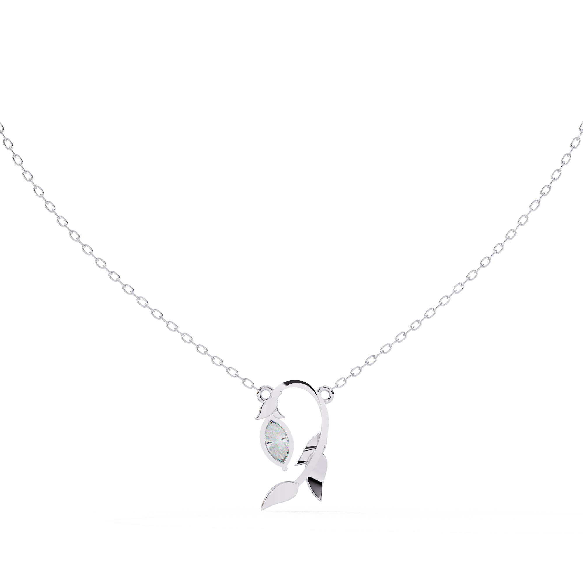 Marquise Shape 0.47ct EF/VS Lab-Grown Diamond Leafy Pendant Necklace