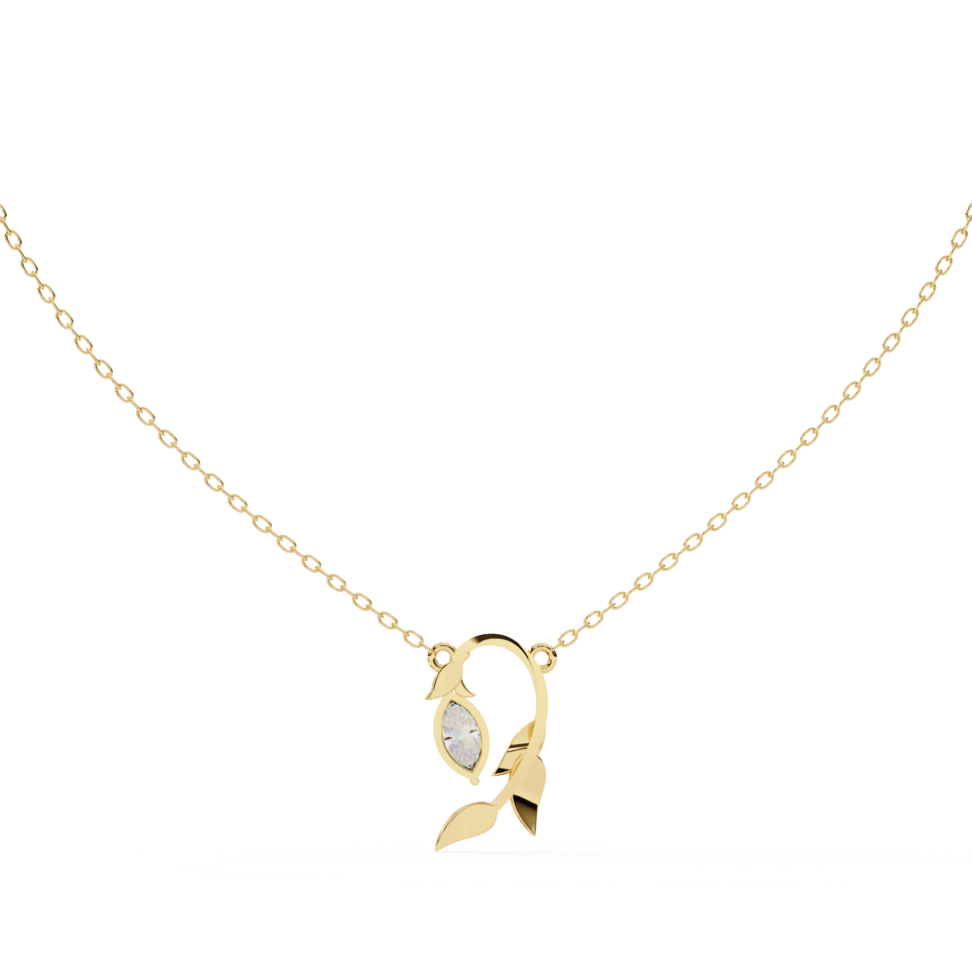 Marquise Shape 0.47ct EF/VS Lab-Grown Diamond Leafy Pendant Necklace