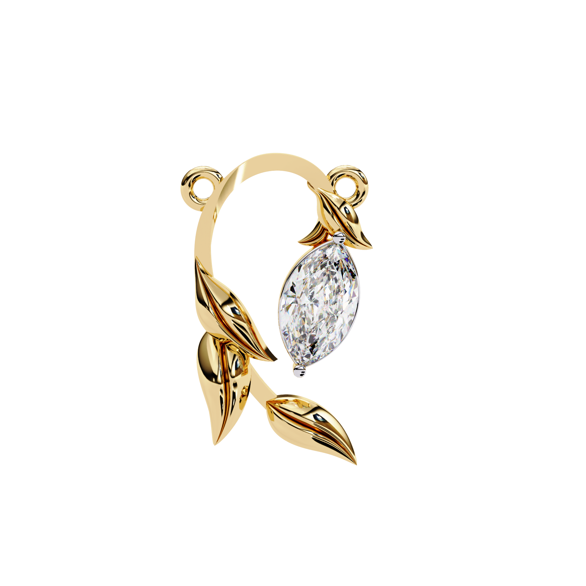 Marquise Shape 0.47ct EF/VS Lab-Grown Diamond Leafy Pendant Necklace